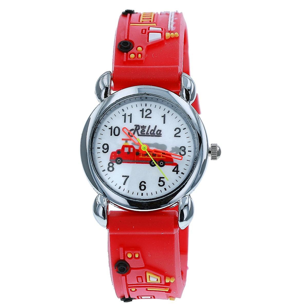 Relda Children's Analogue 3D Fire Engine Red Silicone Strap Boy's Watch REL48