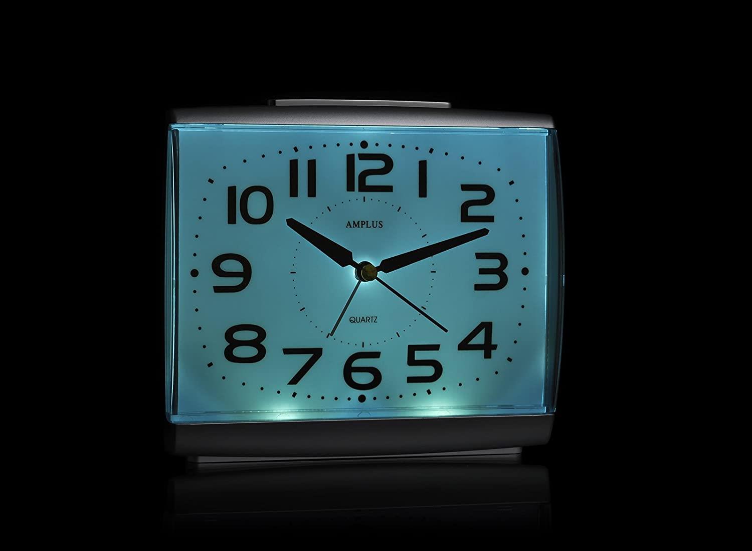 Amplus Large Numbers Dial With Silent Sweep Light Snooze Graphite Alarm Clock PT175G