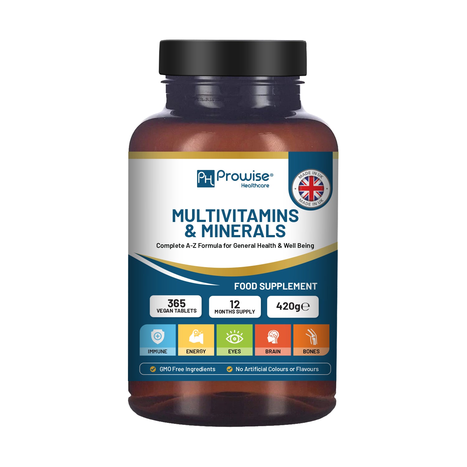 Prowise Healthcare A-Z Multivitamins & Minerals, 365 Vegan Tablets, 26 Active Vitamins & Minerals