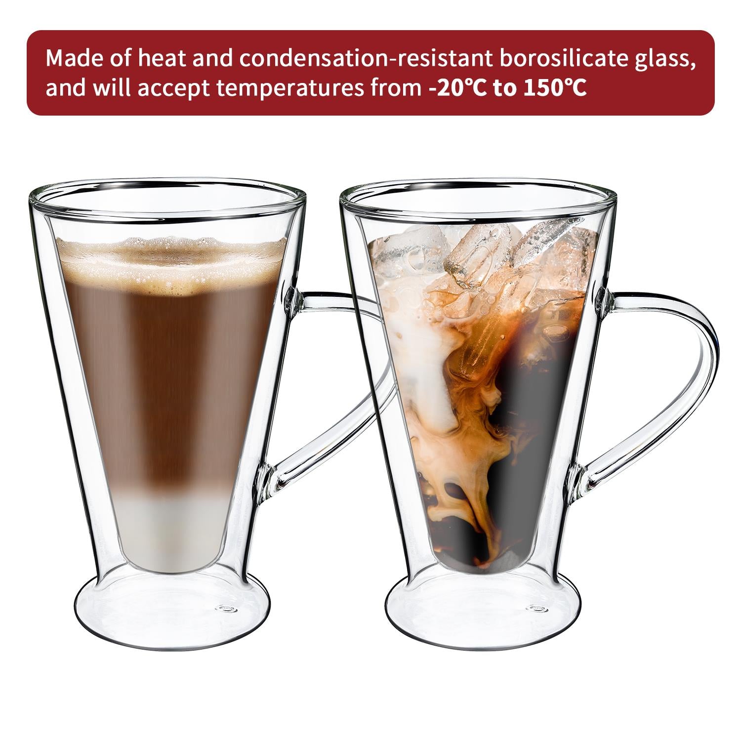 Vinsani Casa Double Walled Glasses, Set of 2, Borosilicate Glass