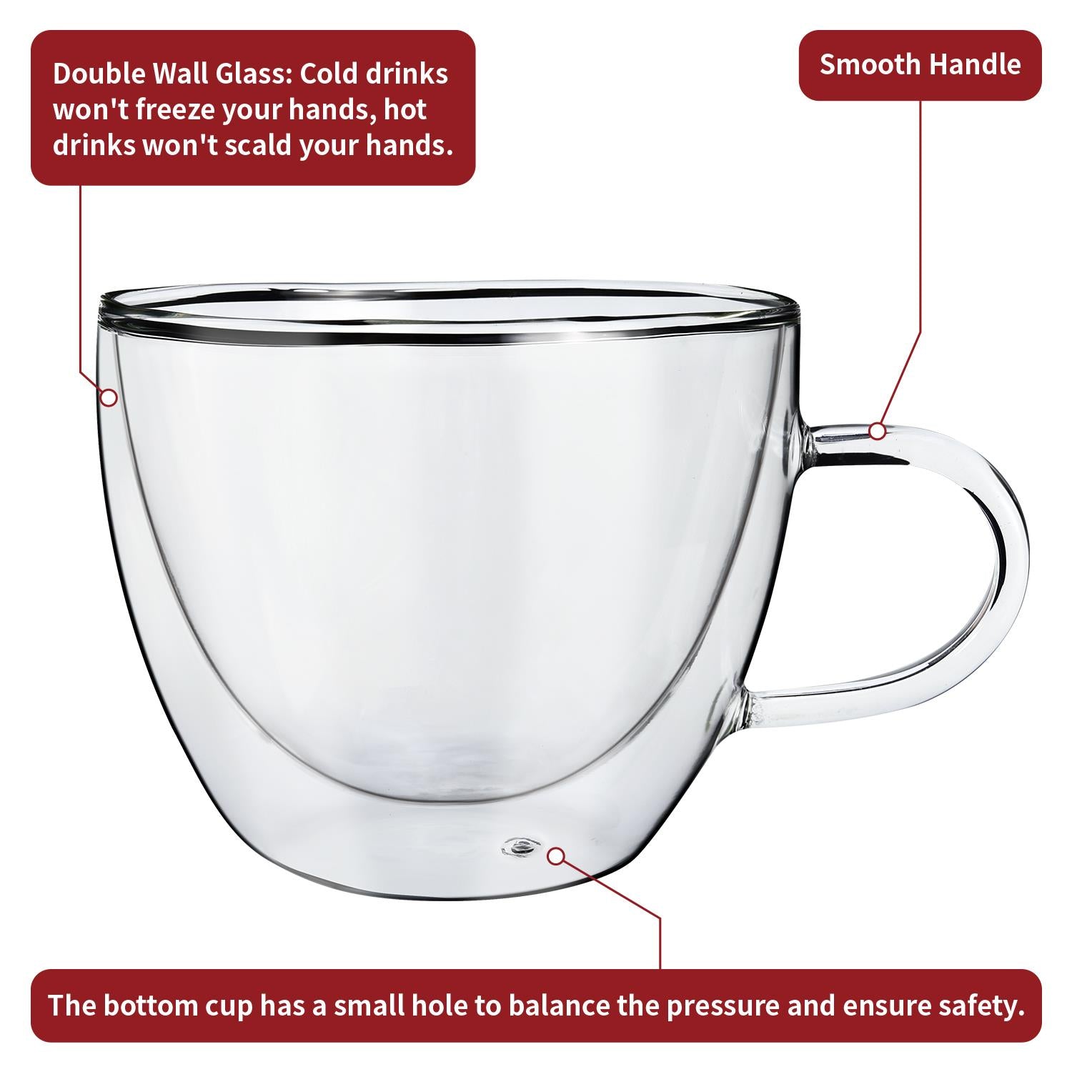 Vinsani Double Wall Borosilicate Glasses Set of 2 Vaso 290ml
