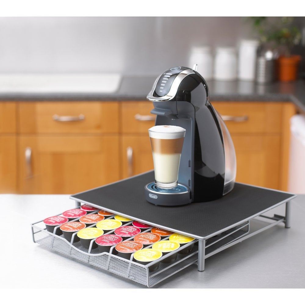 Dolce Gusto Coffee Pod Drawer Stand, Non-Slip Capsule Storage Holder, Holds up to 36 Capsules, Black Carbon Steel Frame