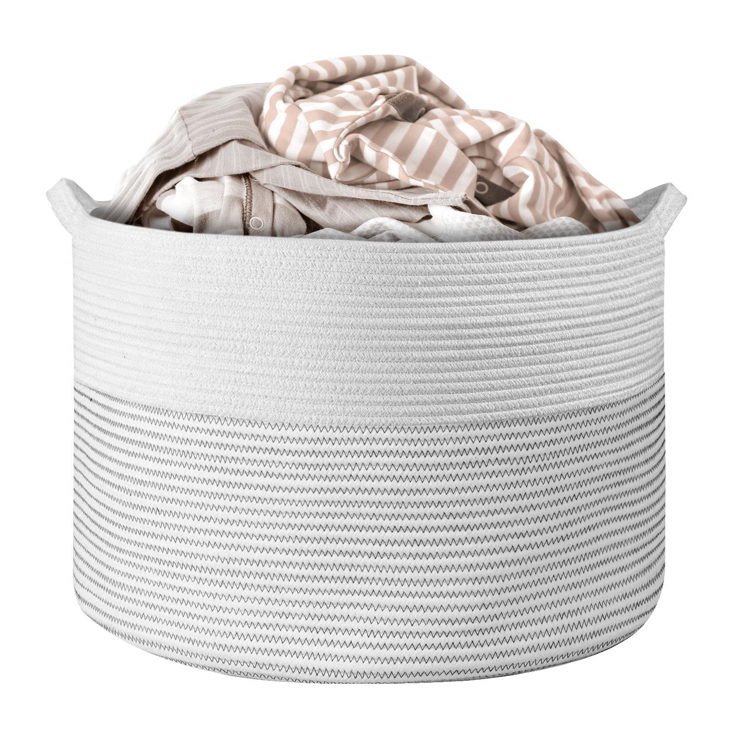 Vinsani Hand-Woven Cotton Rope Laundry Basket Hamper