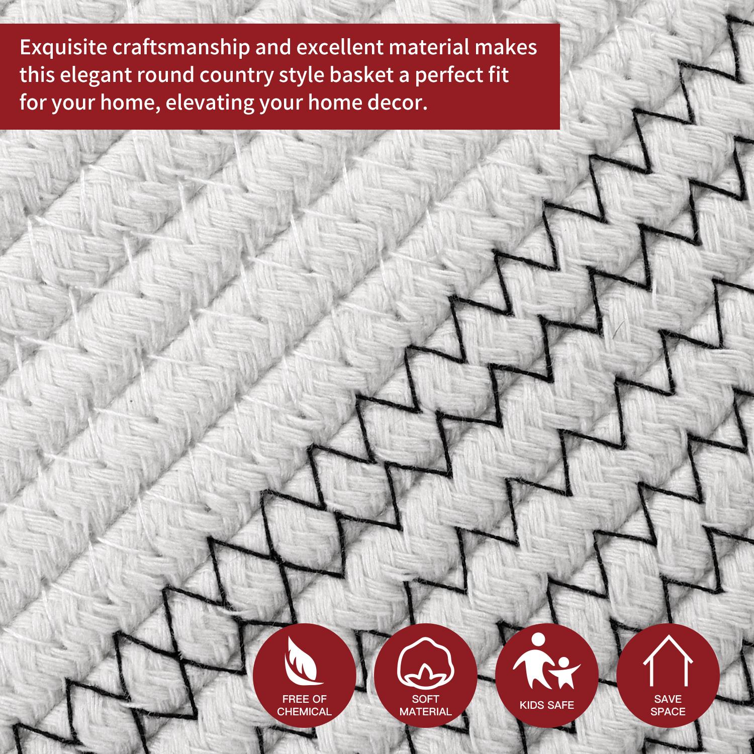Vinsani Hand-Woven Cotton Rope Laundry Basket Hamper