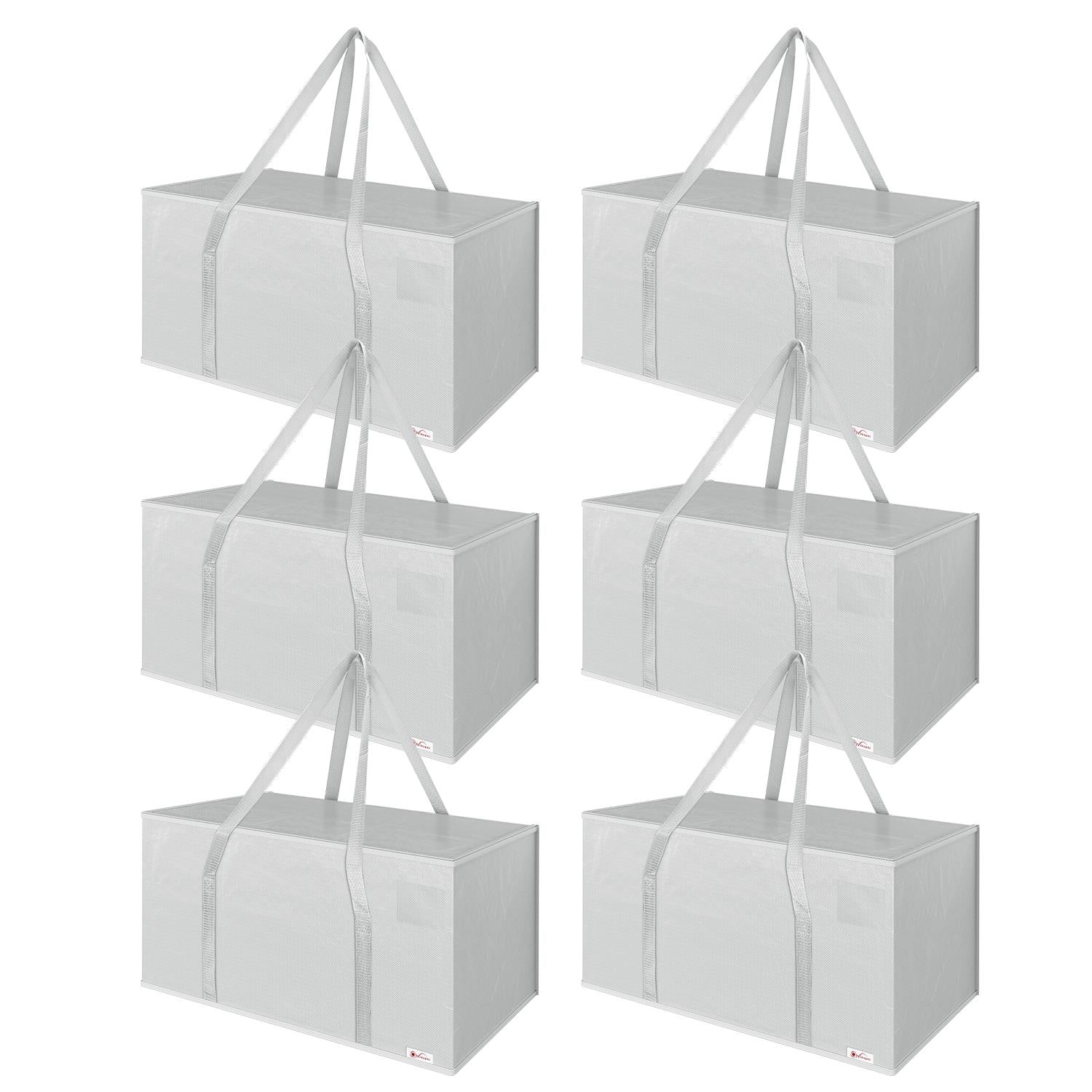 Vinsani 6 Pack Grey Large Moving Bags with Zipper Handles