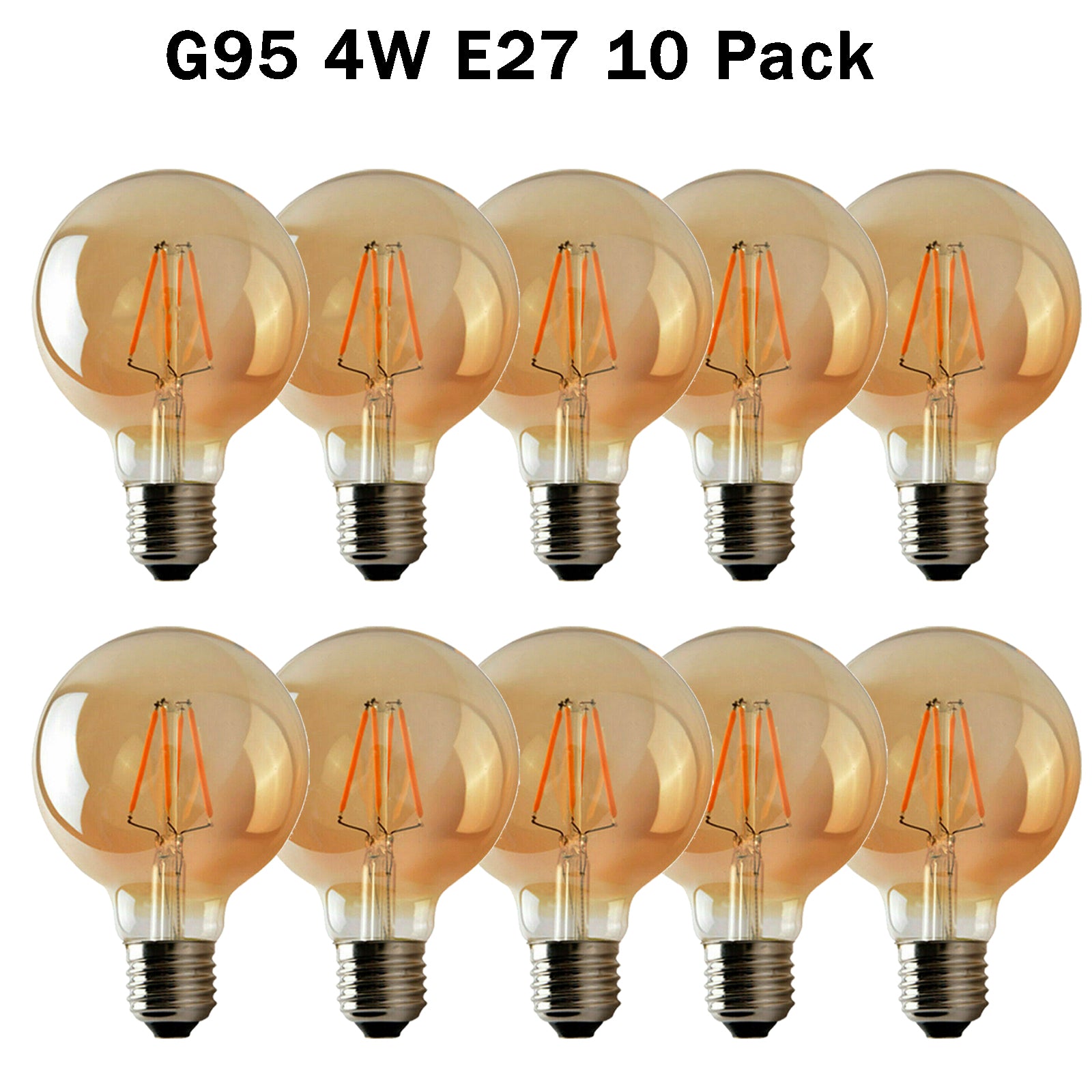 10 Pack E27 Dimmable LED Edison Vintage Amber Glass Light Bulbs, 2700K Warm White