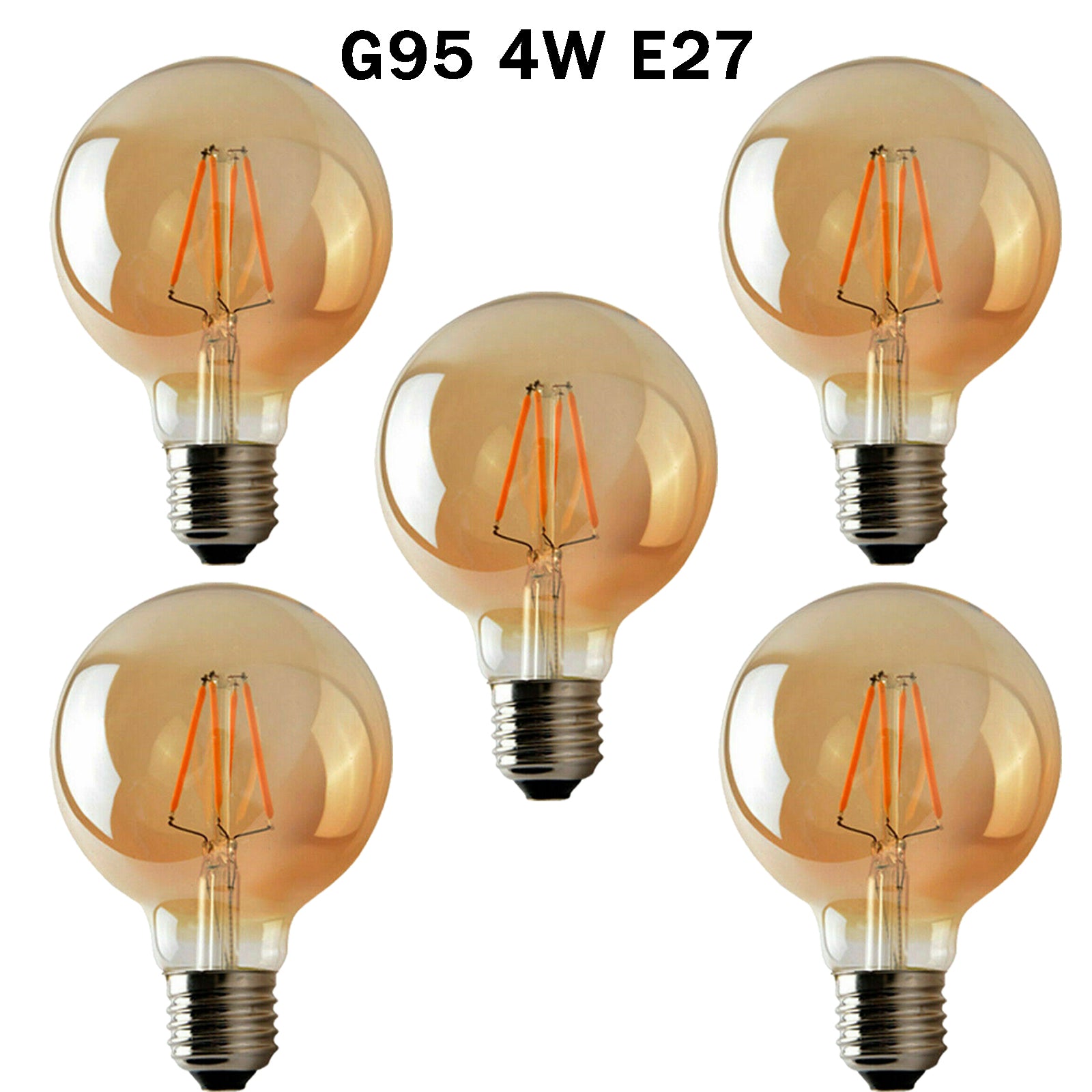 5-Pack E27 Dimmable Vintage Amber Glass LED Edison Bulbs, Warm White 2700K