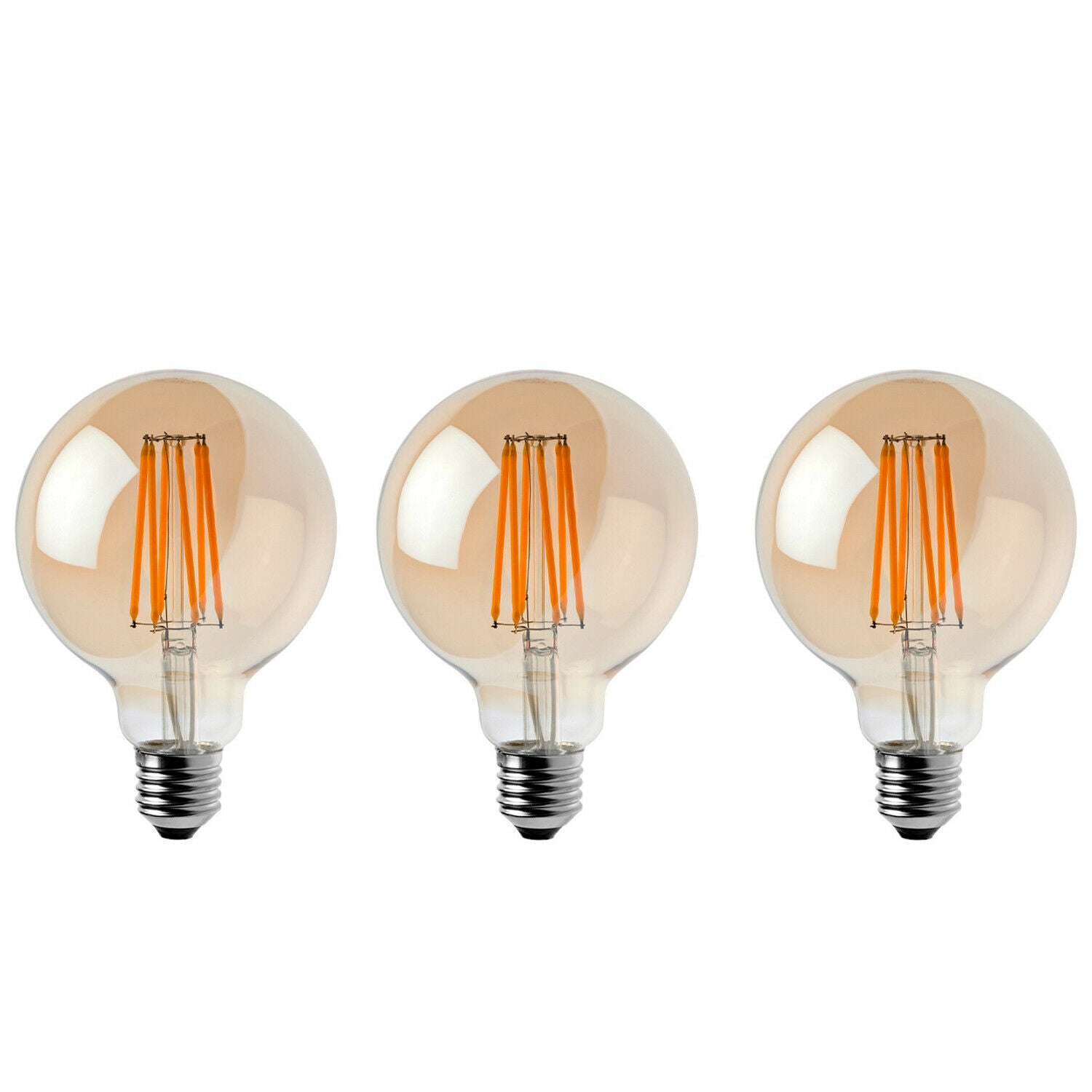 3 Pack Vintage Globe Edison LED Dimmable Light Bulb G95 8W E27 Screw Base