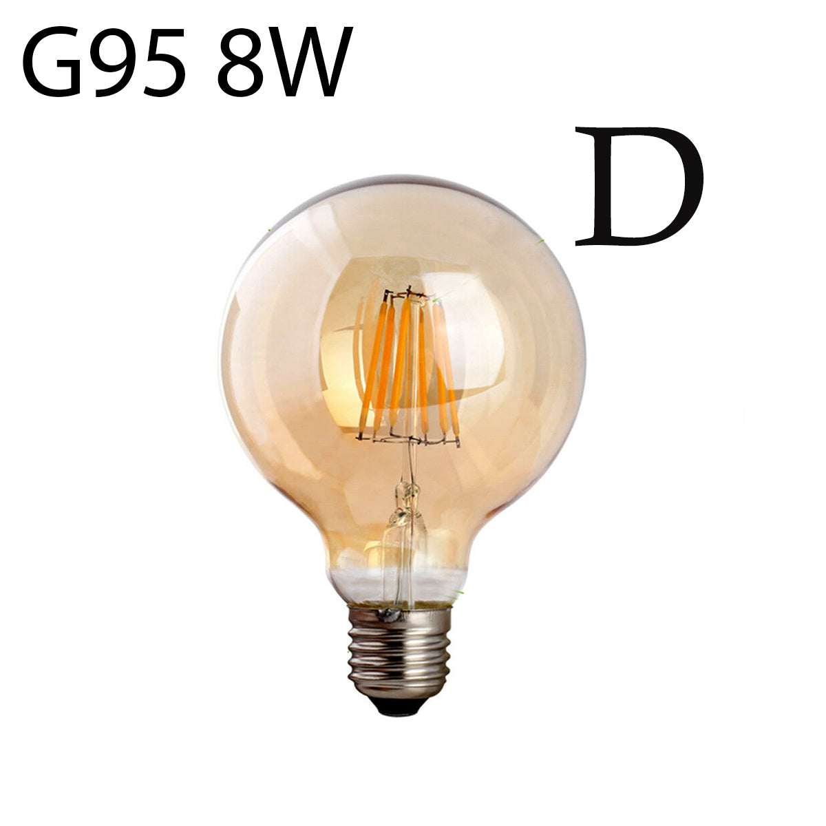 G95 E27 8W Dimmable LED Filament Globe Bulb, Amber, 2700K, 800lm