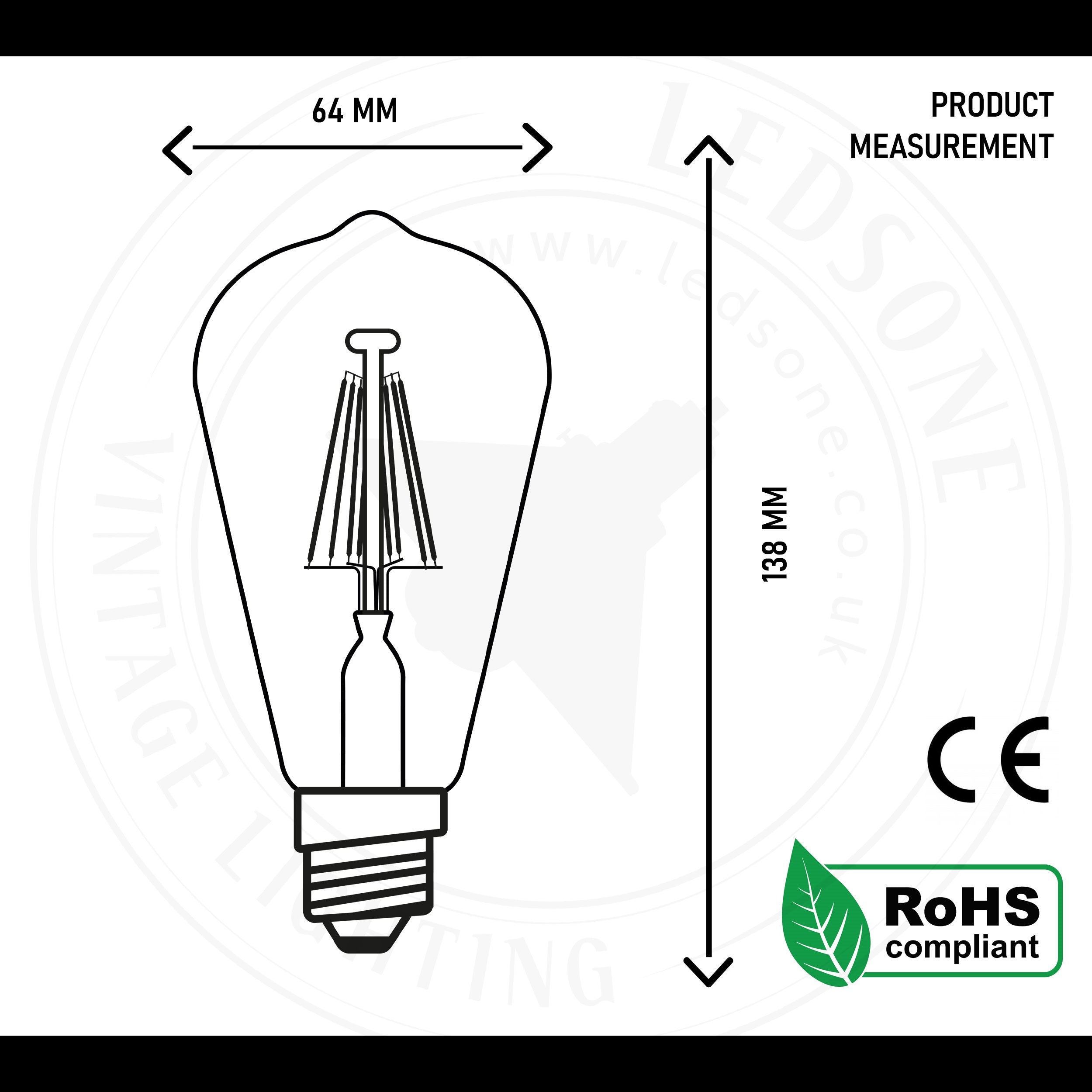 E27 ST64 Vintage LED Dimmable Bulbs, 8W Edison Light Bulb,