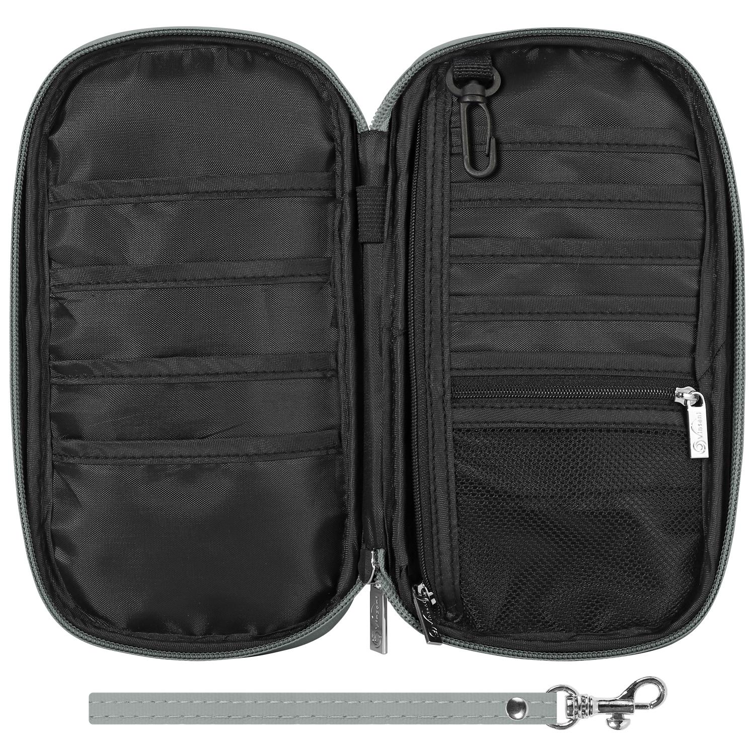 Vinsani Deluxe RFID Protected Passport Holder Travel Wallet Light Grey