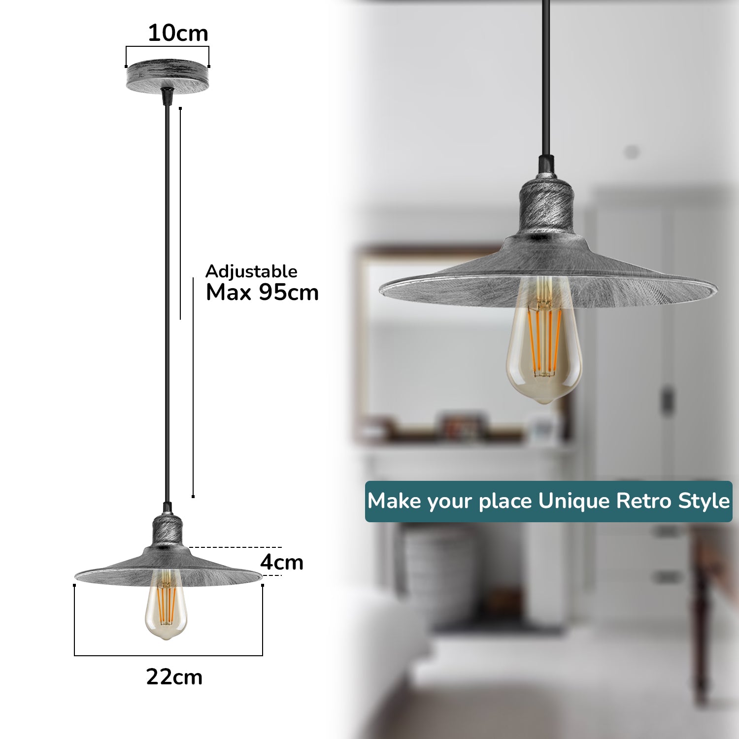 Single Head Vintage Ceiling Pendant Light Shade Hanging Lamp Lights