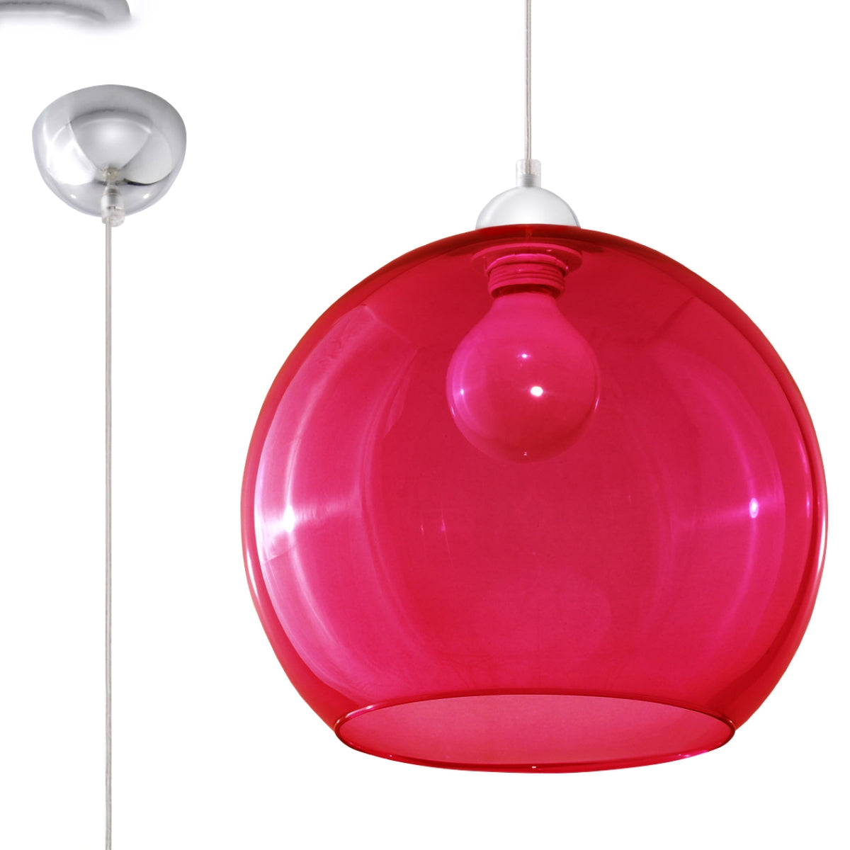 Pendant lamp steel, glass Ball minimalistic Design E27