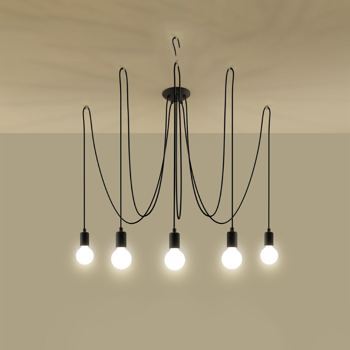 Chandelier fabric, steel Edison loft Design E27