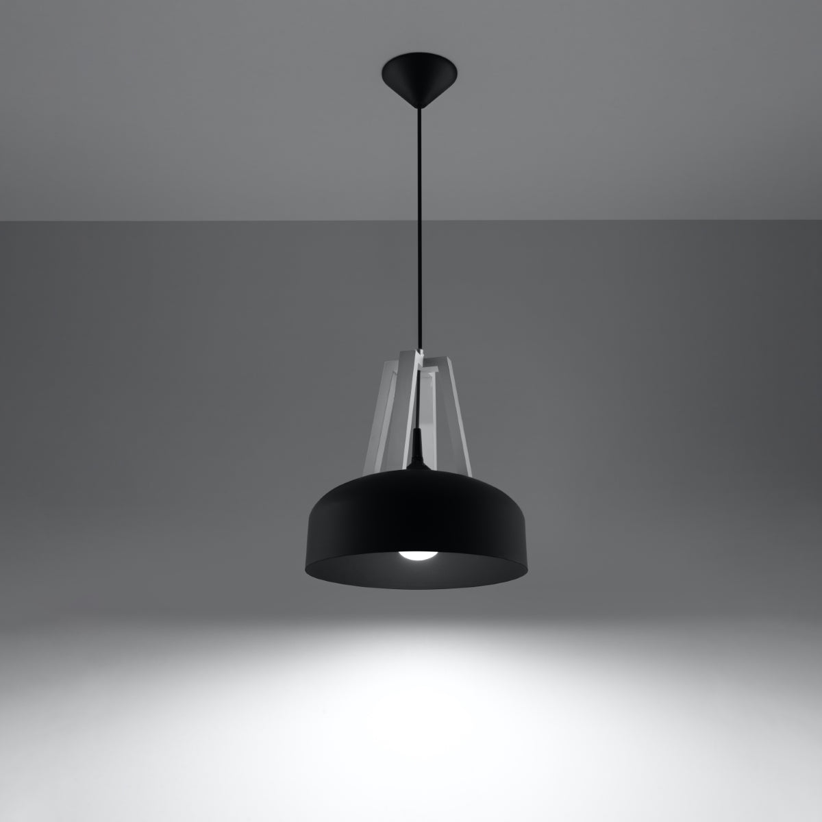 Pendant lamp steel, wood Casco modern Design E27