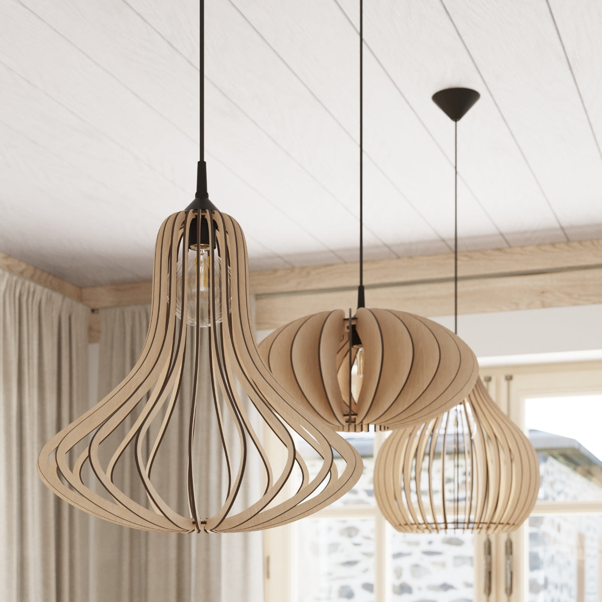 Pendant lamp wood Elza Scandinavian Design E27