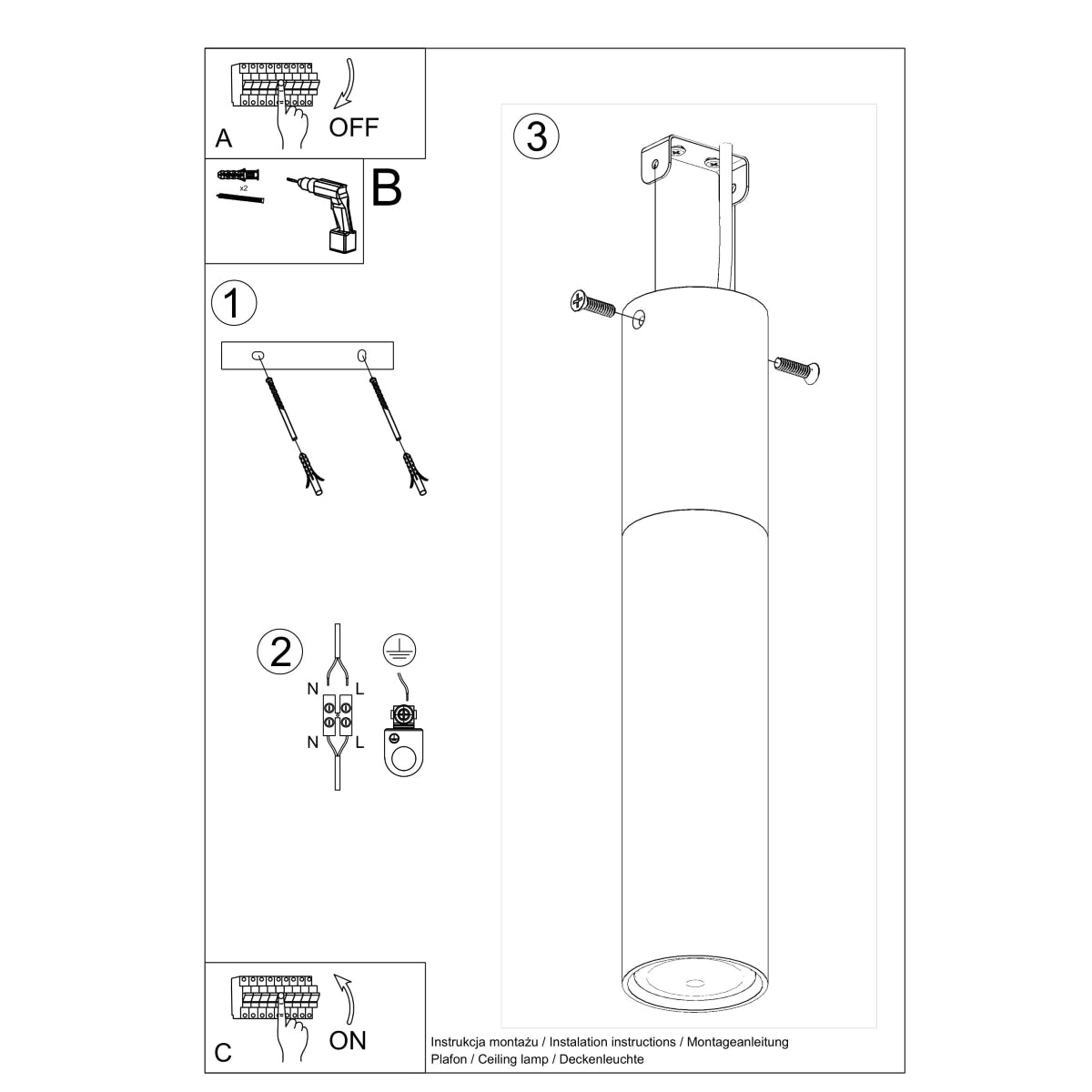 Ceiling lamp steel, wood Pablo modern Design GU10