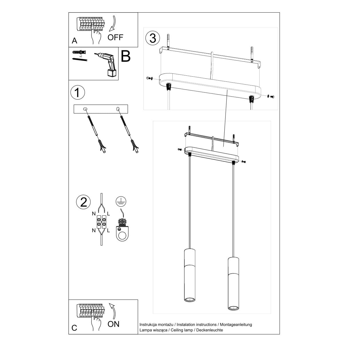 Pendant lamp Steel, concrete Borgio modern Design GU10