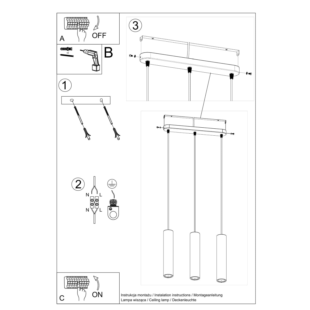 Pendant lamp concrete Luvo industrial Design GU10