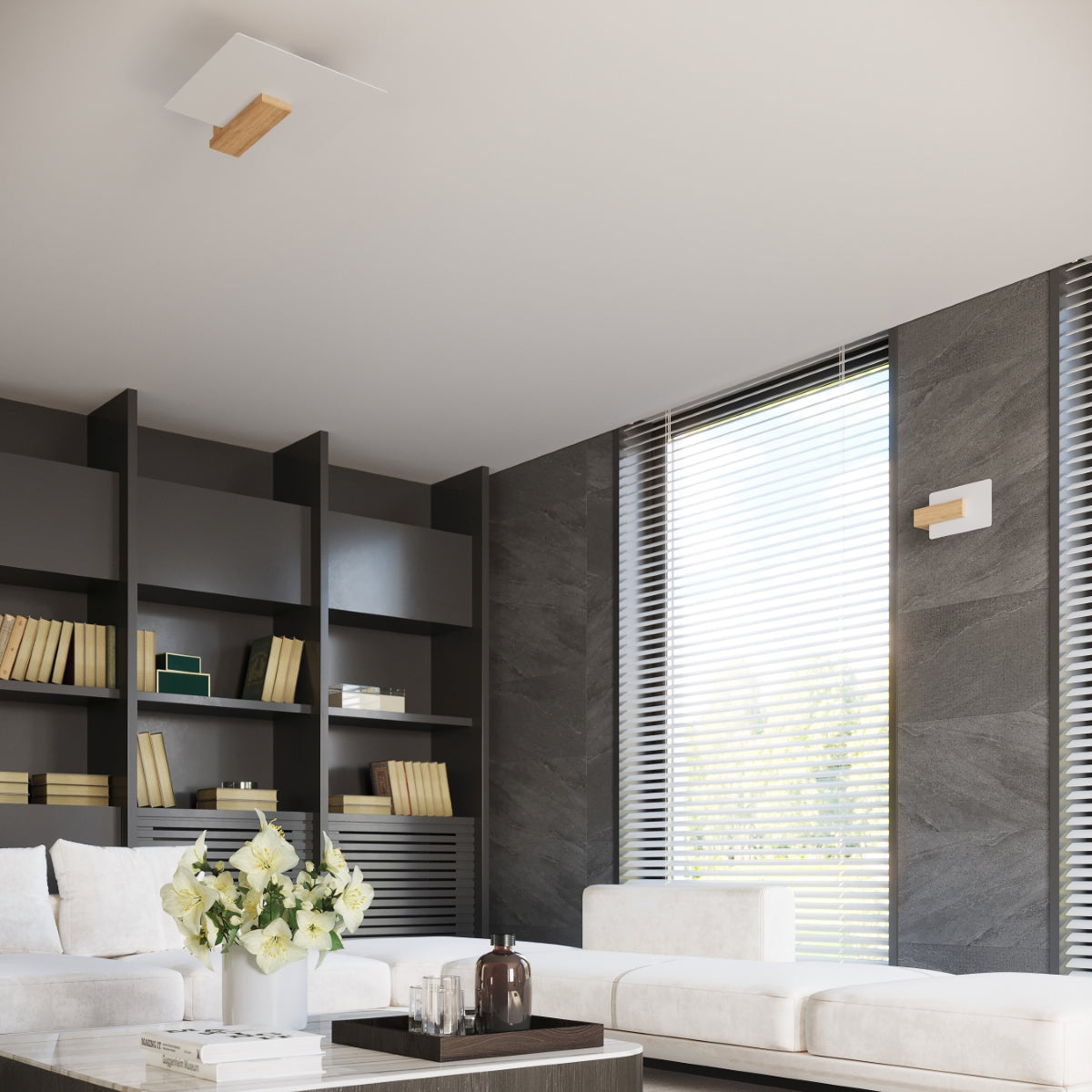 Ceiling lamp wood, glass Lappo Scandinavian Design E27