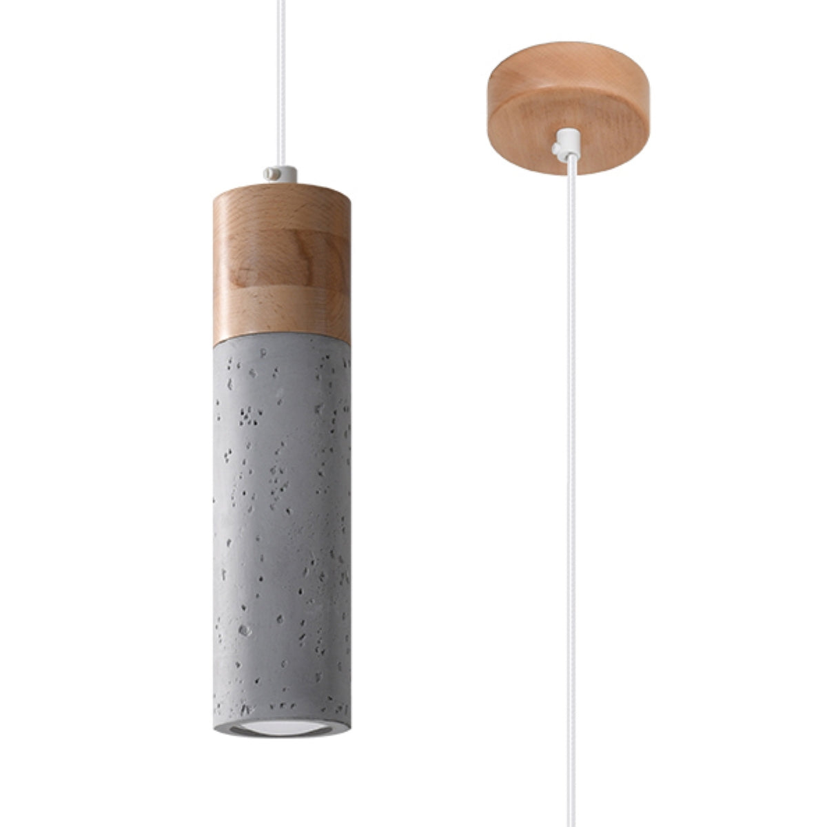 Pendant lamp concrete, wood Zane industrial Design GU10