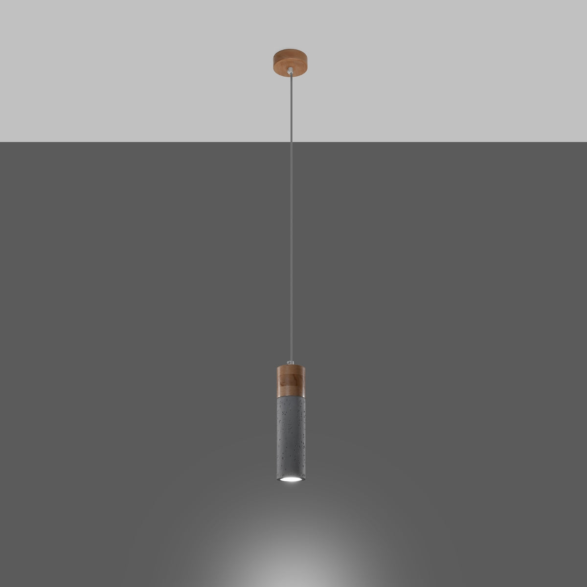 Pendant lamp concrete, wood Zane industrial Design GU10