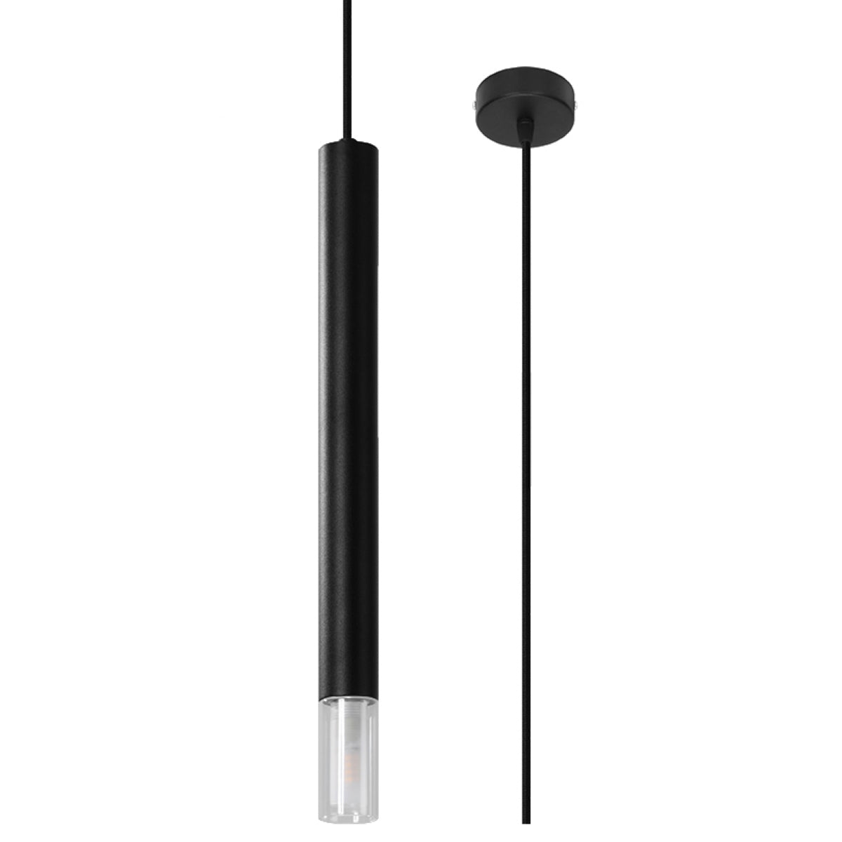 Wezyr Modern Pendant Lamp, Steel and Glass, Black, G9