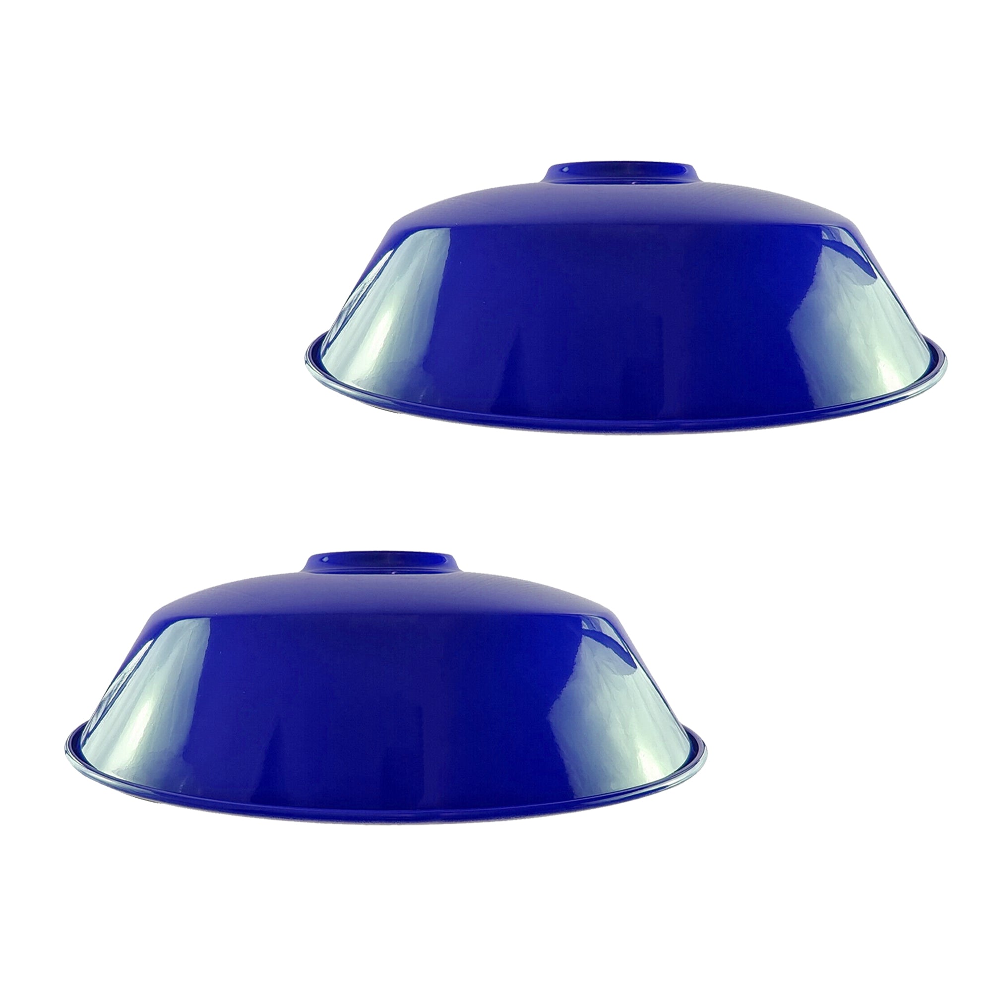 2 Pack Navy Blue Vintage Retro Metal Ceiling Lampshades with Reducer Plate, 36cm Easy Fit