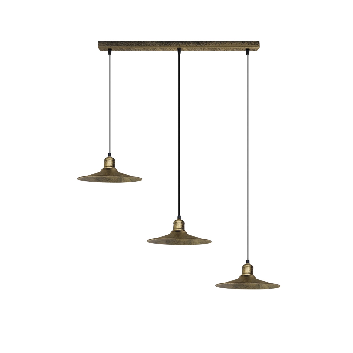 3 Head Vintage Industrial Brushed Brass Ceiling Pendant Easy Fit Light Metal 22cm Ceiling Lighting Shade