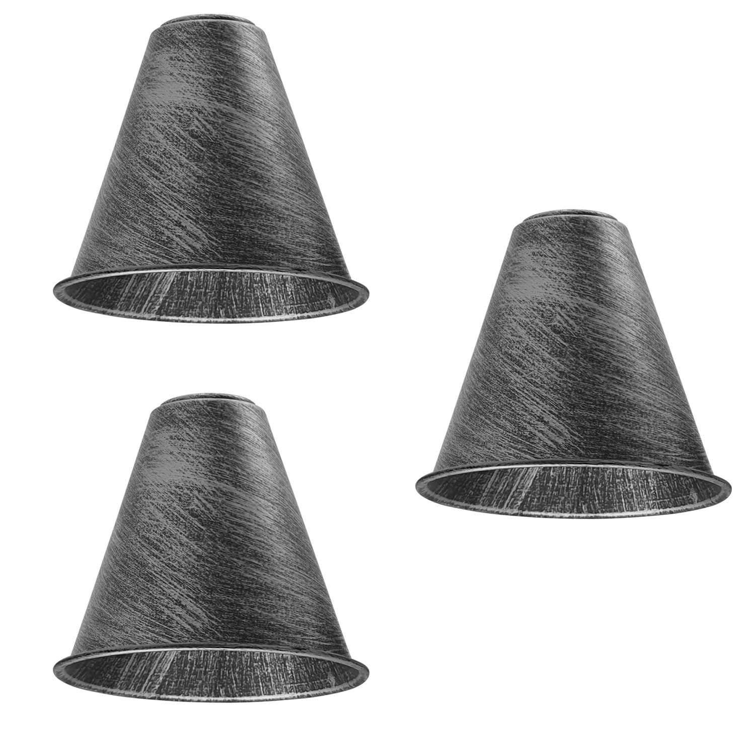 Vintage Retro Industrial Metal Brushed Silver Cone Lampshade 18cm Easy Fit