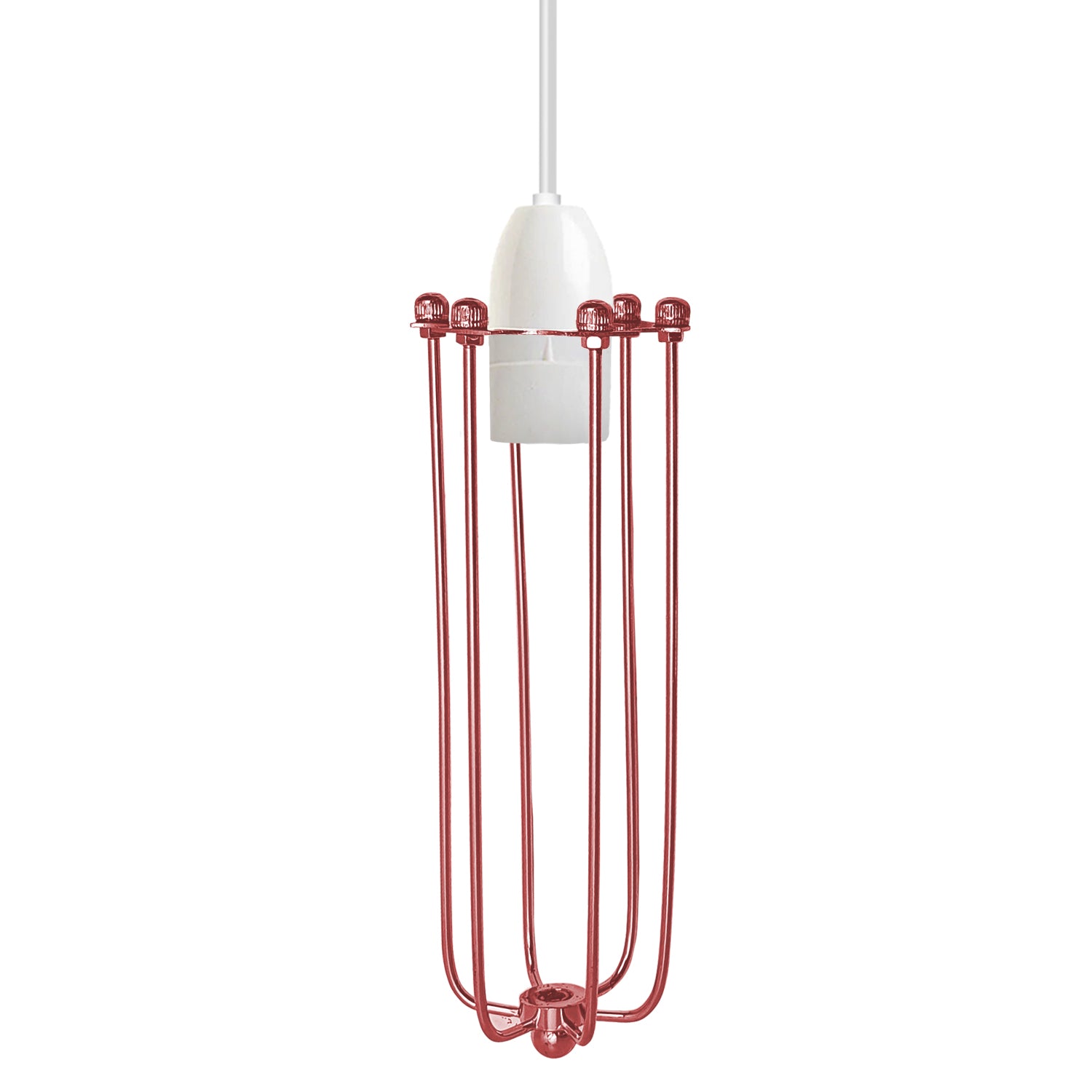 Vintage Industrial Metal Wire Cage Lampshade, Long Rustic Pendant Light Protector, Rose Gold Finish
