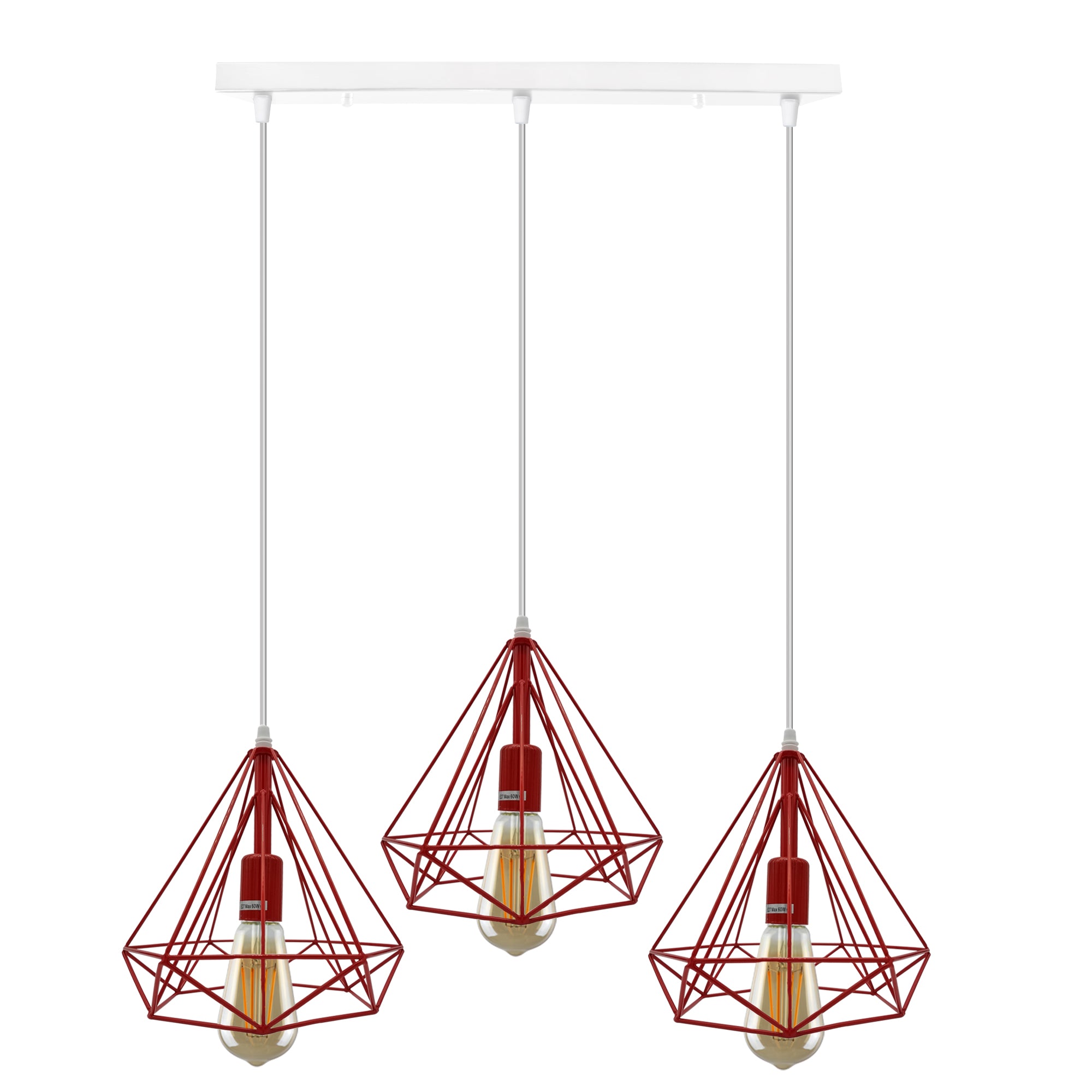 Vintage Industrial 3-Head Metal Ceiling Pendant Light with E27 Base