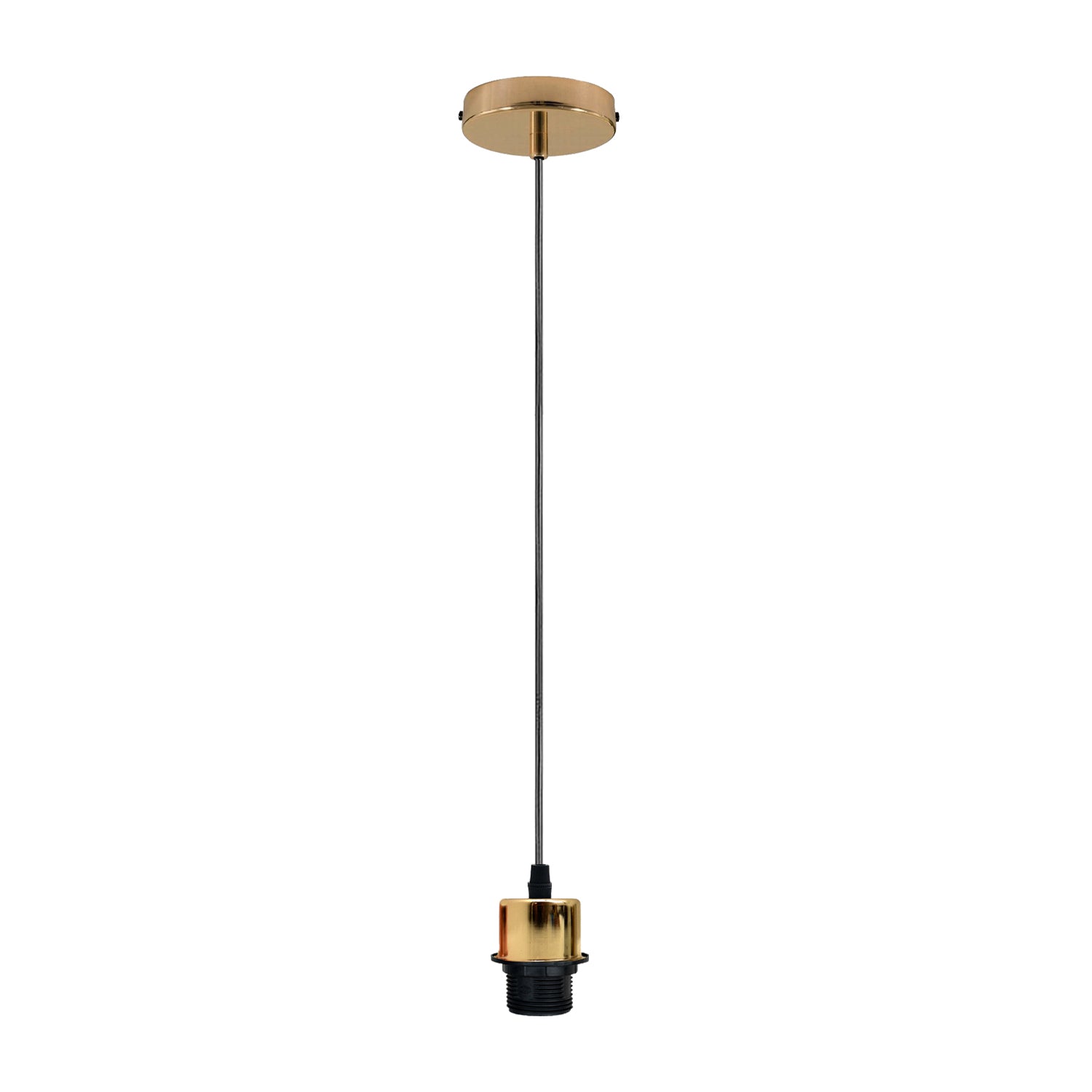 Industrial French Gold Vintage Retro Pendant Light Holder, E27, Lampshade Addable, 95cm Adjustable PVC Cable, British Standard Compatible