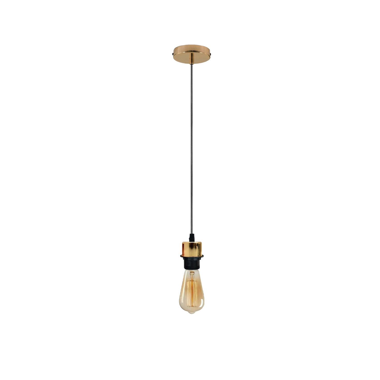 Vintage Retro Industrial French Gold E27 Pendant Light Holder Kit with 95cm Adjustable PVC Cable, Lampshade Compatible