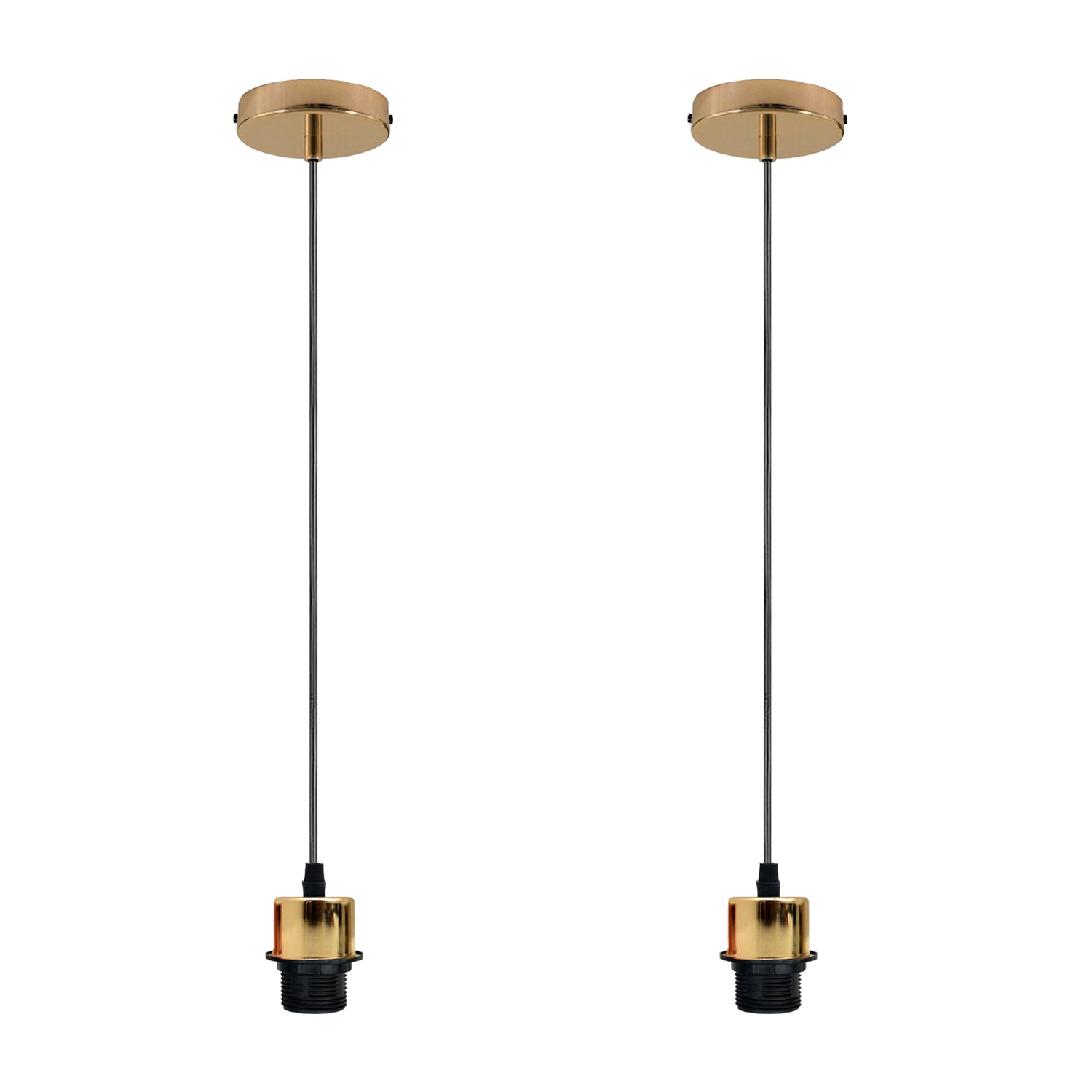Industrial French Gold Pendant Light Holder with PVC Cable, Lampshade Fitting Set