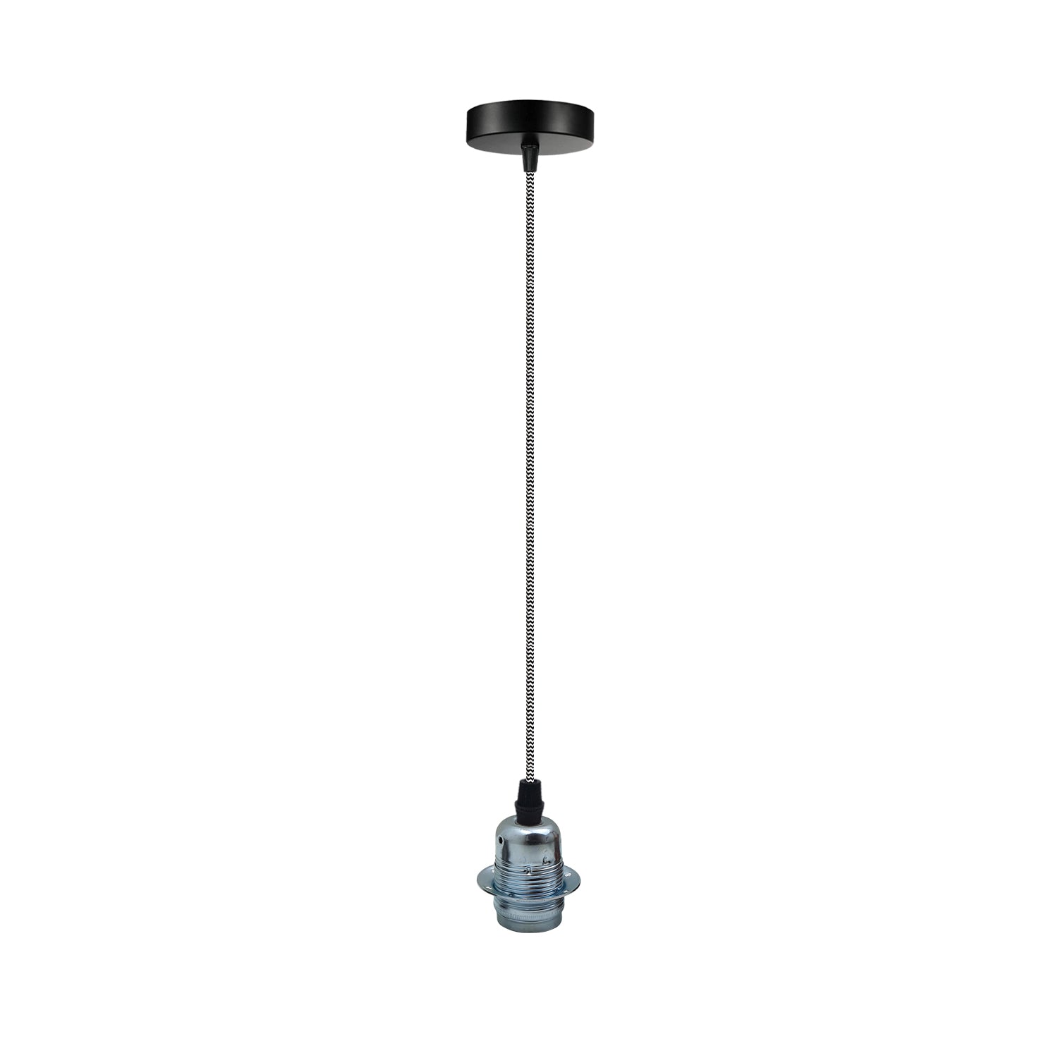 Vintage Industrial Chrome Pendant Light Holder Set with 195cm Adjustable Cable