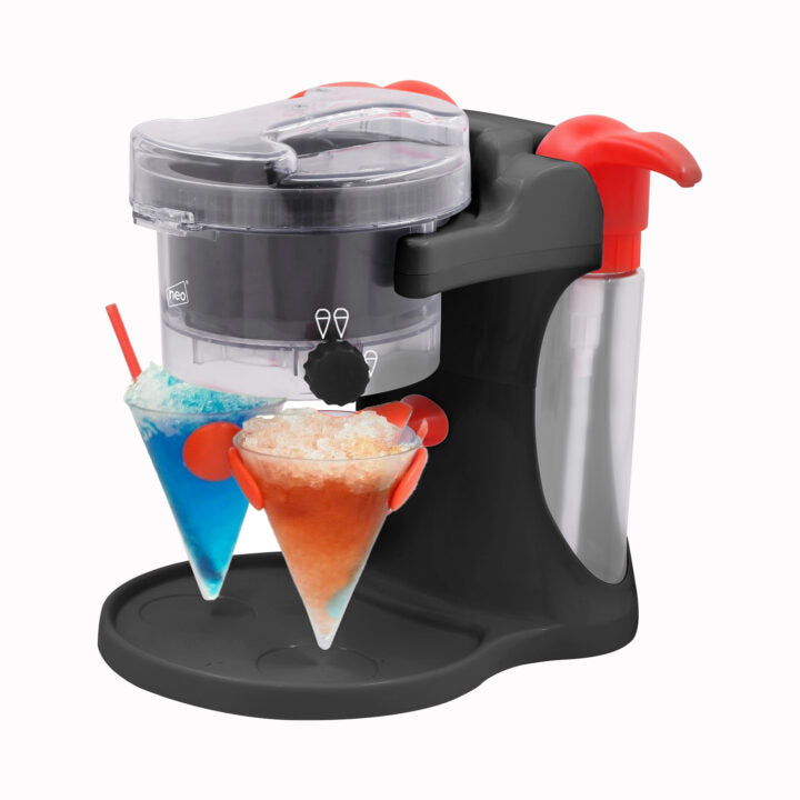 Neo Black Ice Snow Cone Maker Machine with Reusable Cups and Syrup Dispensers