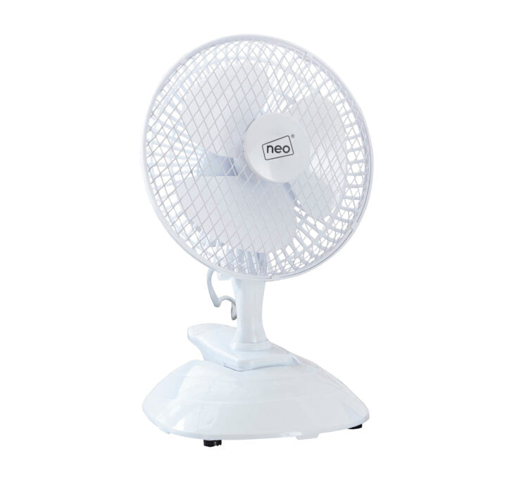 Neo 6 Inch Mini Clip and Base Mount Desk Fan - White
