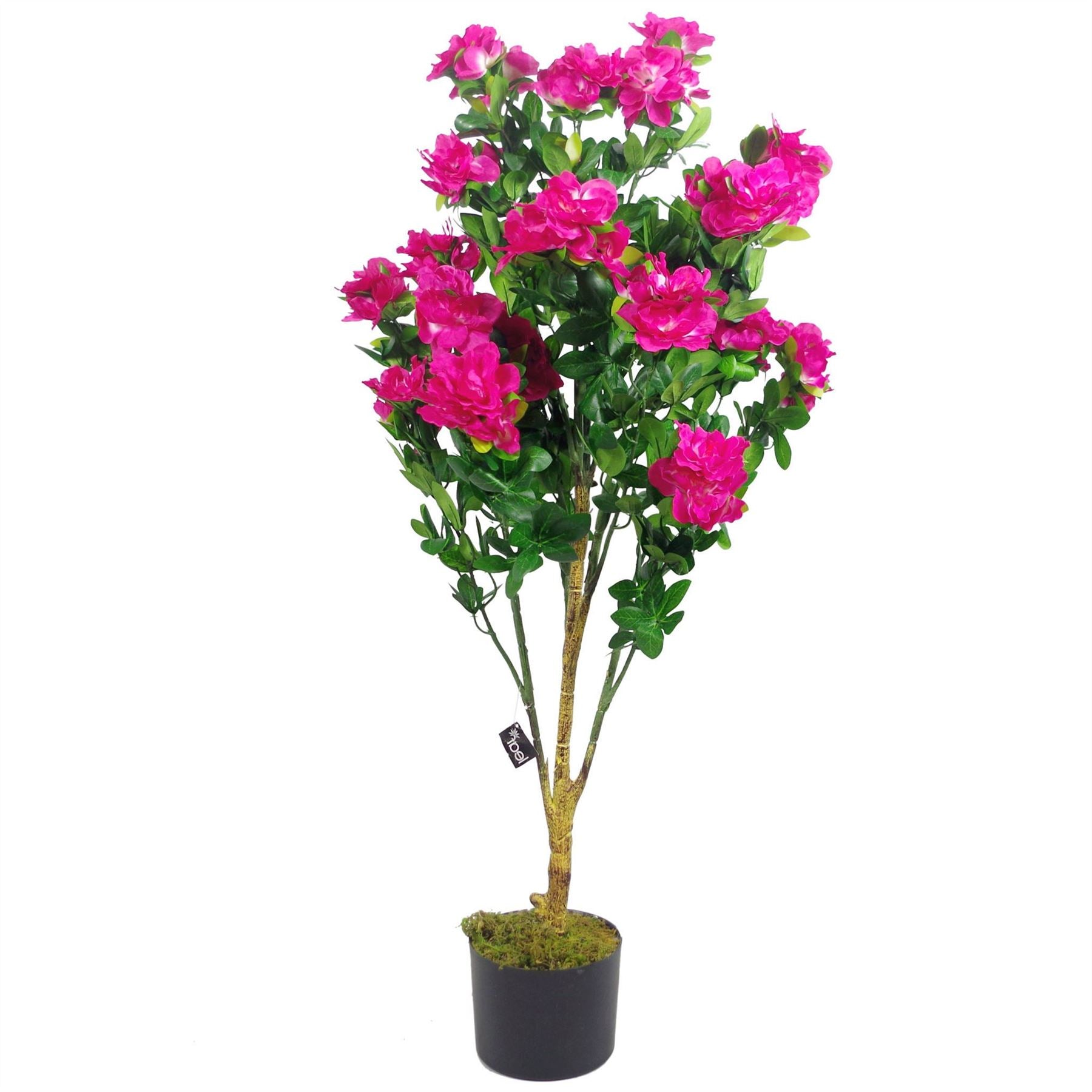 Leaf Design UK 100cm Artificial Azalea Dark Pink Flowers Potted Plant with Weighted Pot