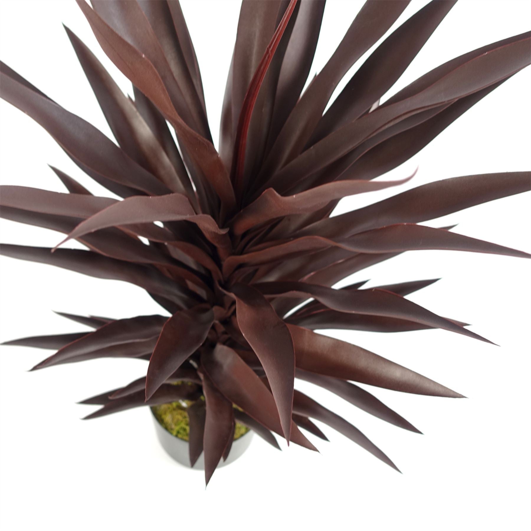 Leaf 85cm Dark Red Yucca Artificial Plant in Weighted Black Plastic Pot