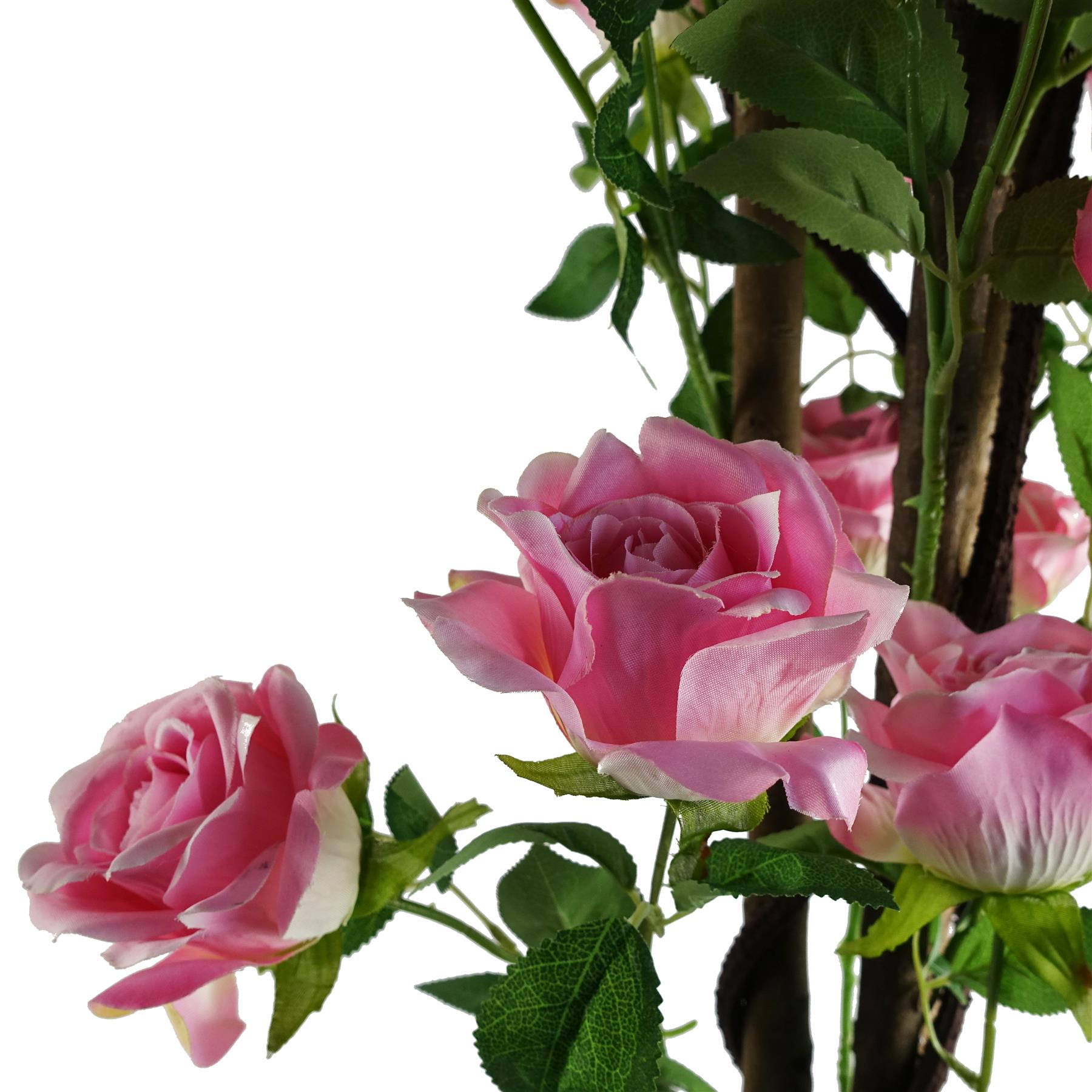 Leaf 150cm Artificial Pink Rose Tree in Plastic Pot