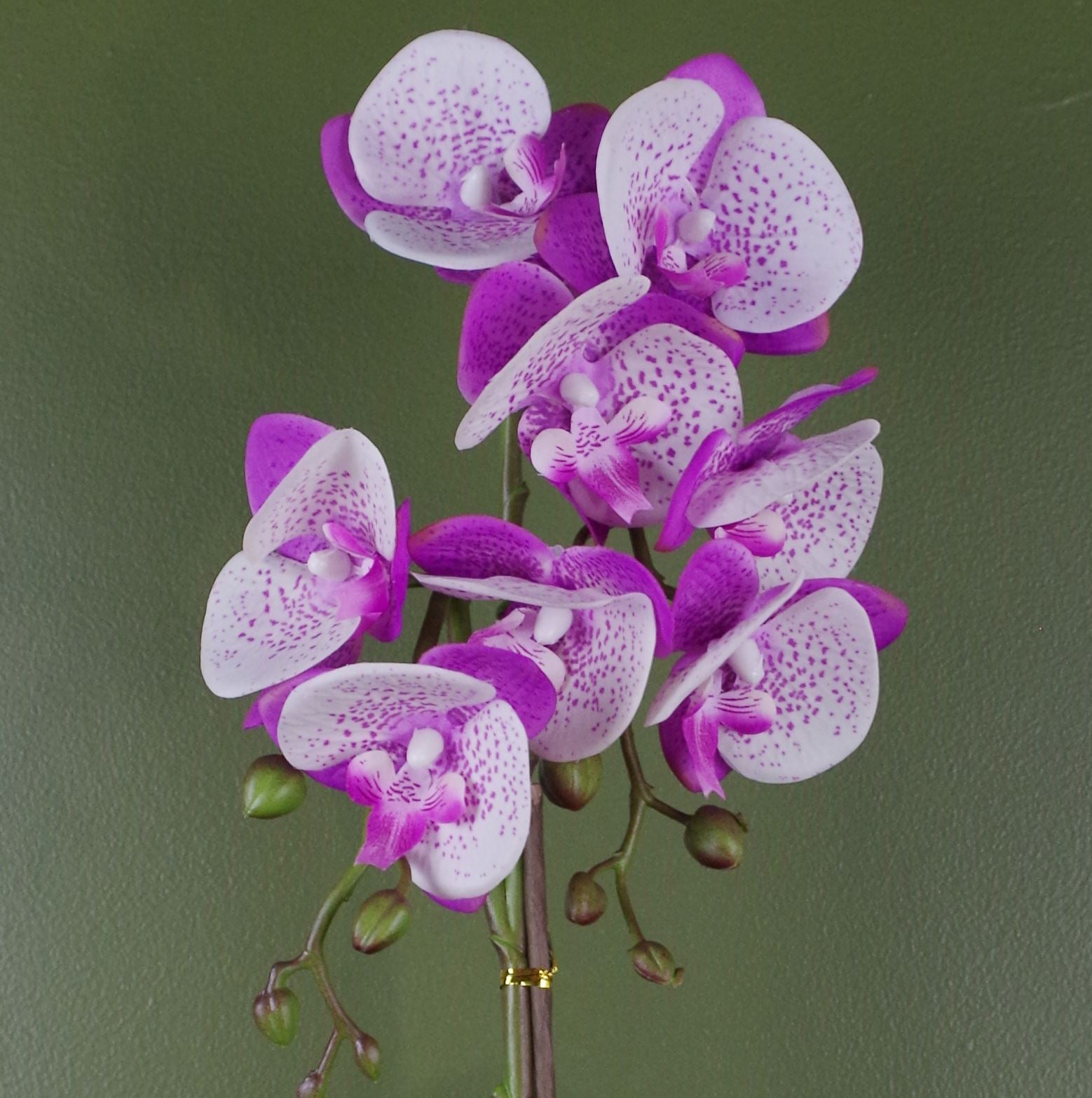 Leaf 50cm Artificial Phalaenopsis Orchid in Gold Decorative Pot