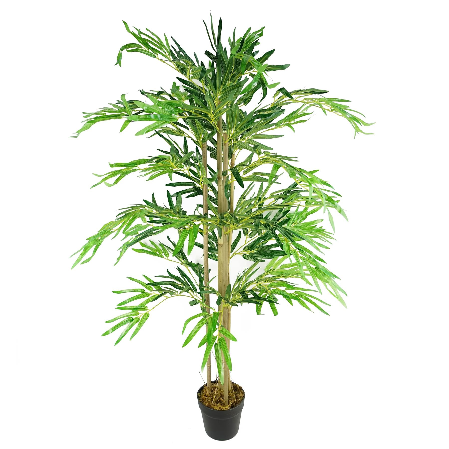 Leaf 120cm Artificial Bamboo Tree with Real Natural Bamboo Canes - Natural Green