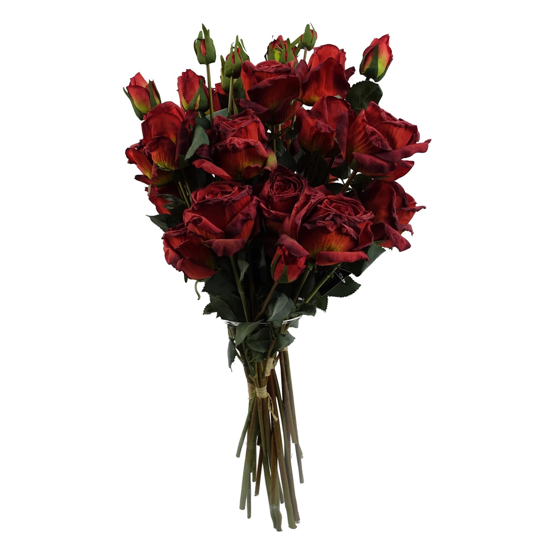 Leaf 6 x 60cm Red Rose Artificial Flower Spray Bundles, 24 Flowers, 18 Buds