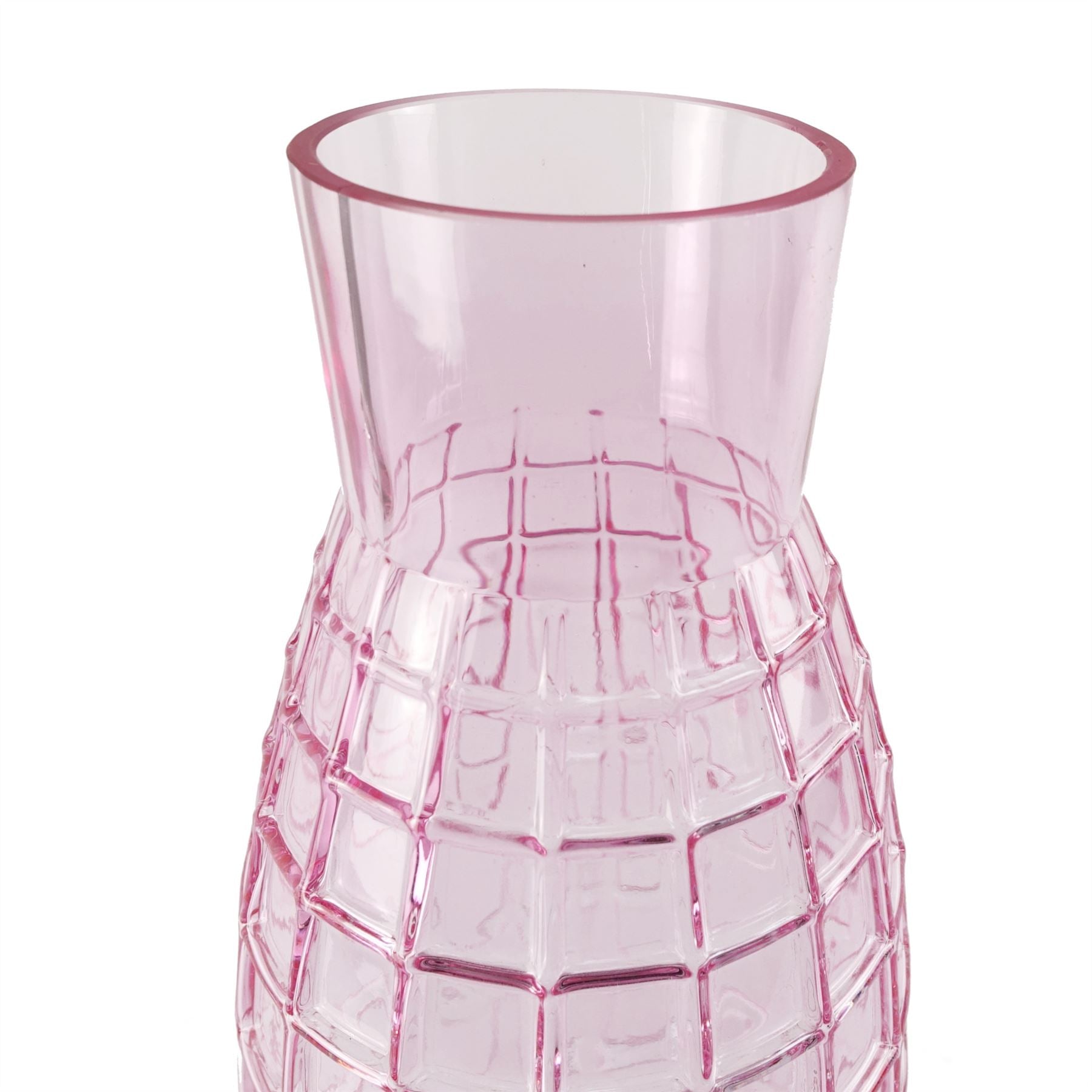 Leaf 49cm Tall Pink Square Glass Vase