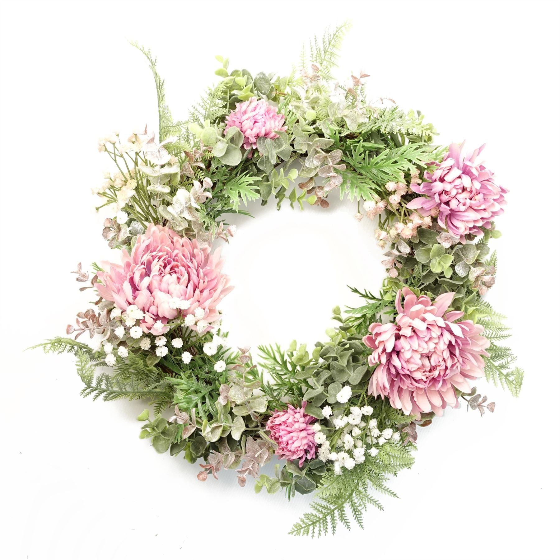 Leaf 45cm Large Luxury Pink Blossom Floral Wreath with Natural Woven Base