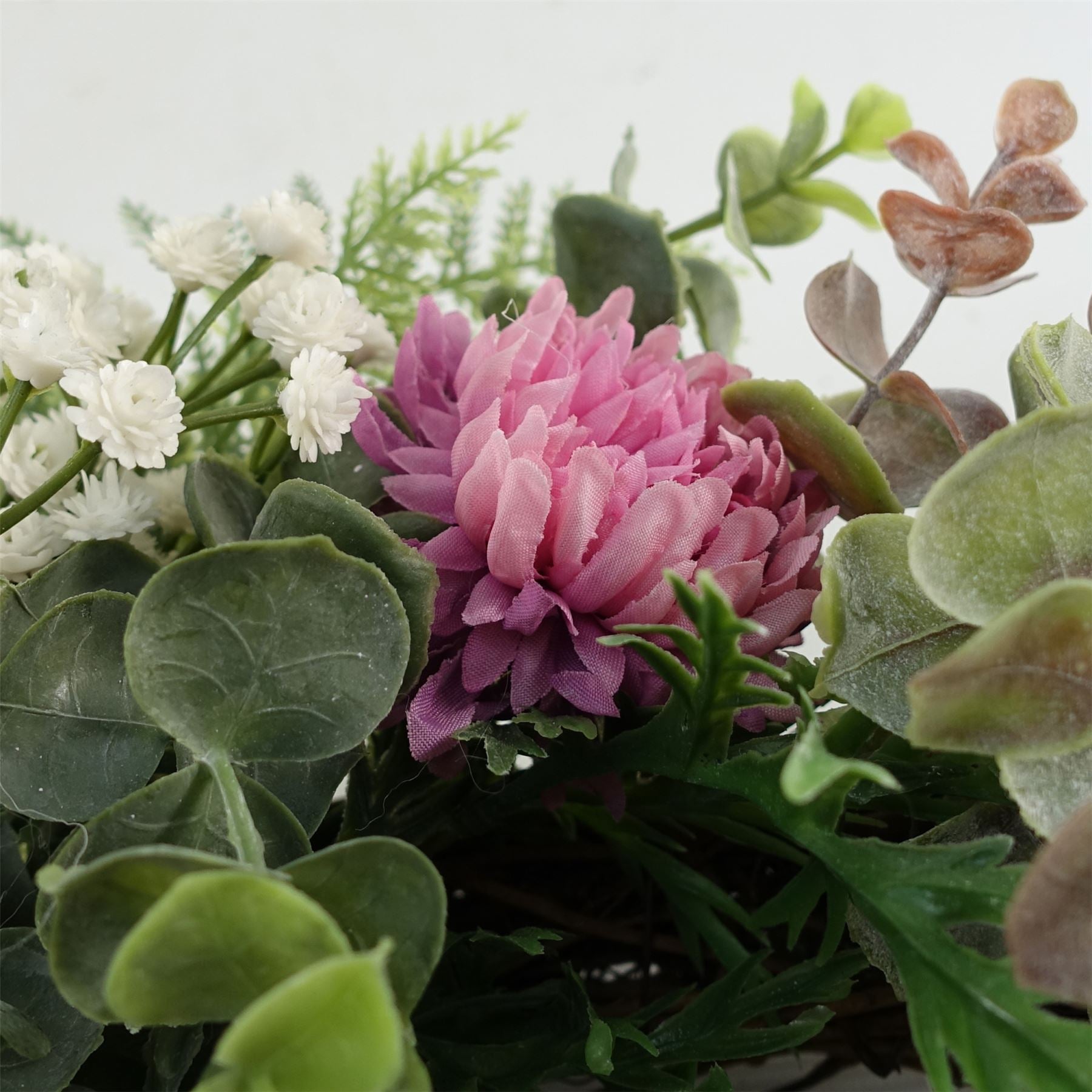 Leaf 45cm Large Luxury Pink Blossom Floral Wreath with Natural Woven Base