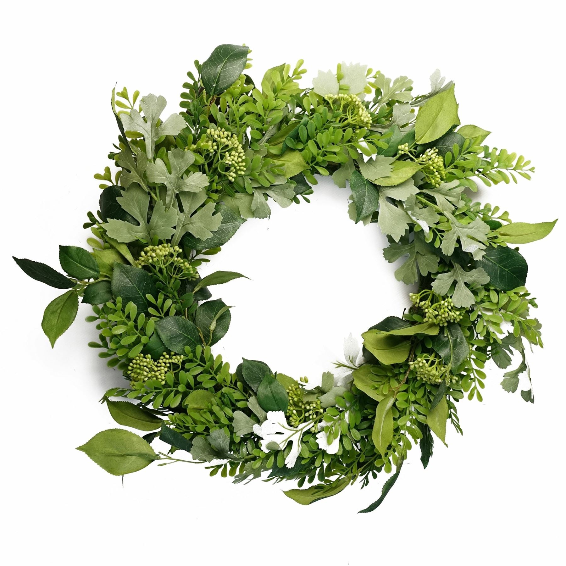 Leaf 50cm Artificial Fern Wreath with Natural Woven Base
