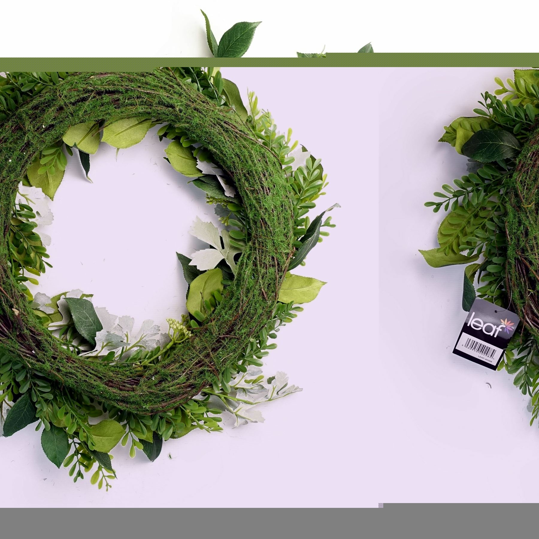 Leaf 50cm Artificial Fern Wreath with Natural Woven Base