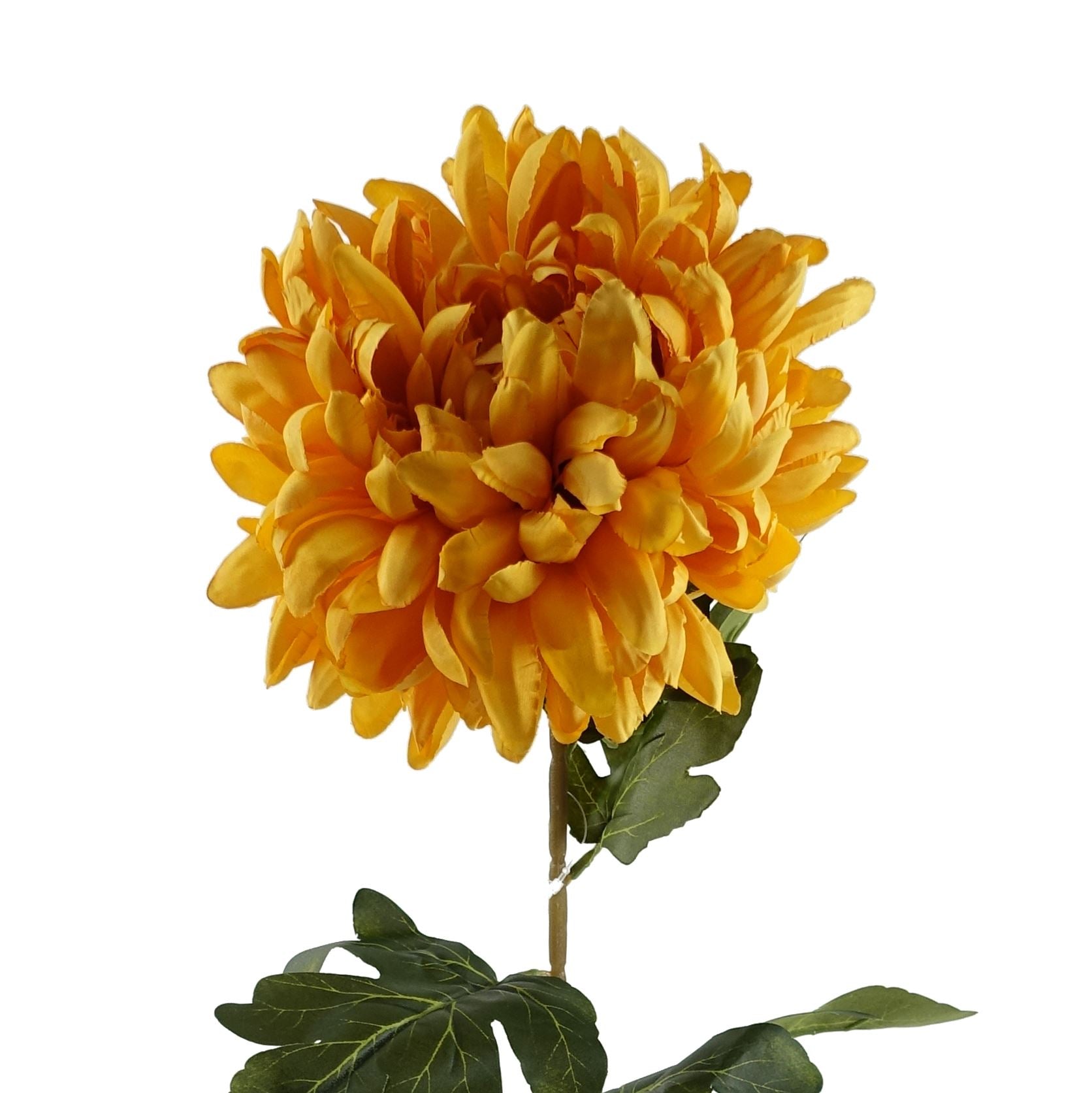 Leaf 75cm Extra Large Orange Reflex Chrysanthemum Silk Flower Stem